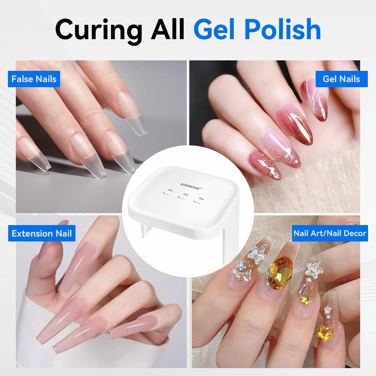 JODSONE Lampada professionale per nail art UV LED, ampio spazio, sensore automatico, 3 modalità di temporizzazione per nail art fai da te a casa, bianca