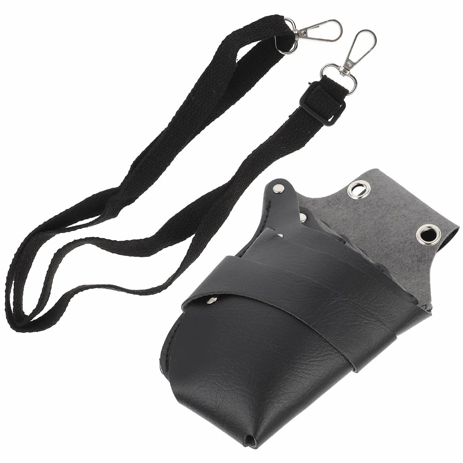 Marsupio Porta Forbici Parrucchiere Professionale in Pelle Pu Nero, Leggero e Portatile, per Saloni di Bellezza