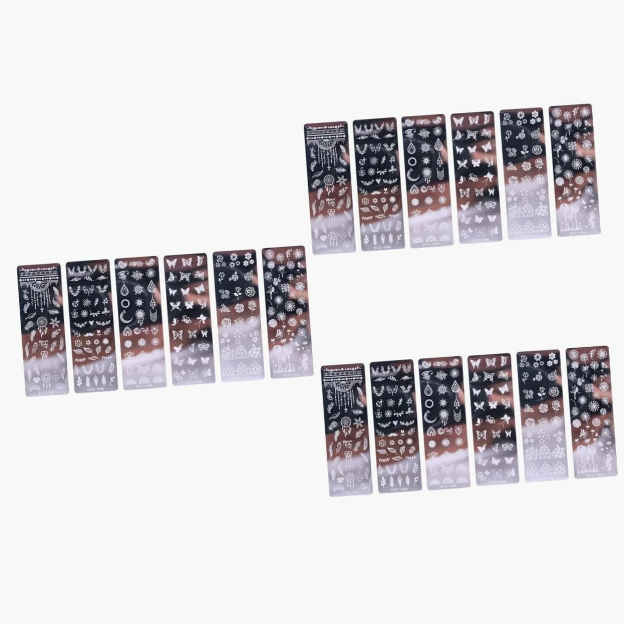 3 Set Piastre Per Stamping Unghie Inossidabile Con Floreali E Farfalle Strumenti Per Nail Art Per Design E Creativo 6 Pezzi*3