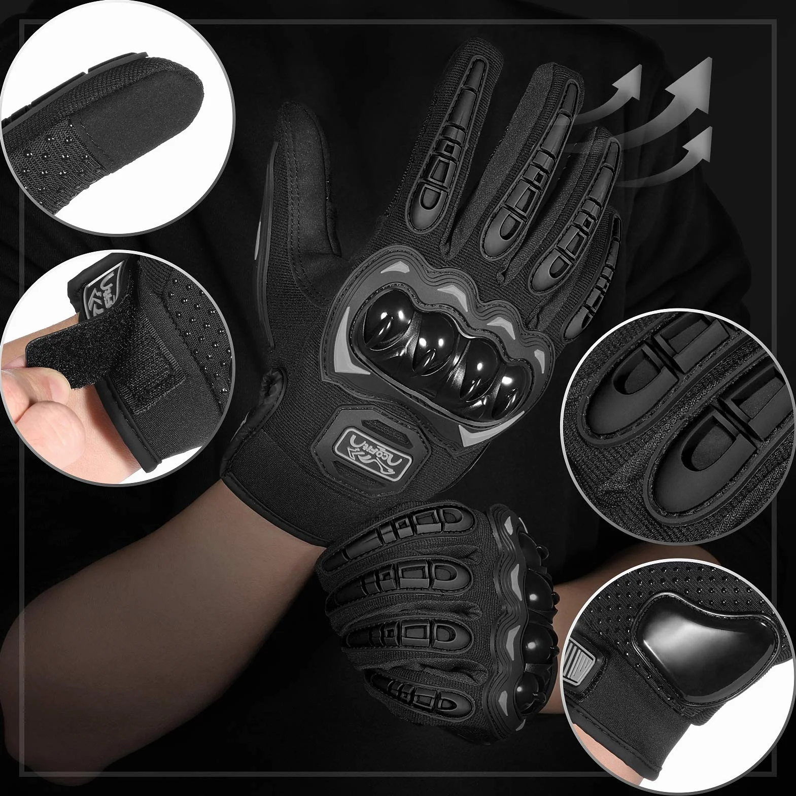 COFIT Guanti da Moto Touchscreen, Guanti per Corse Motocicletta, ATV BMX MTB Bicicletta, Arrampicata, Motocross
