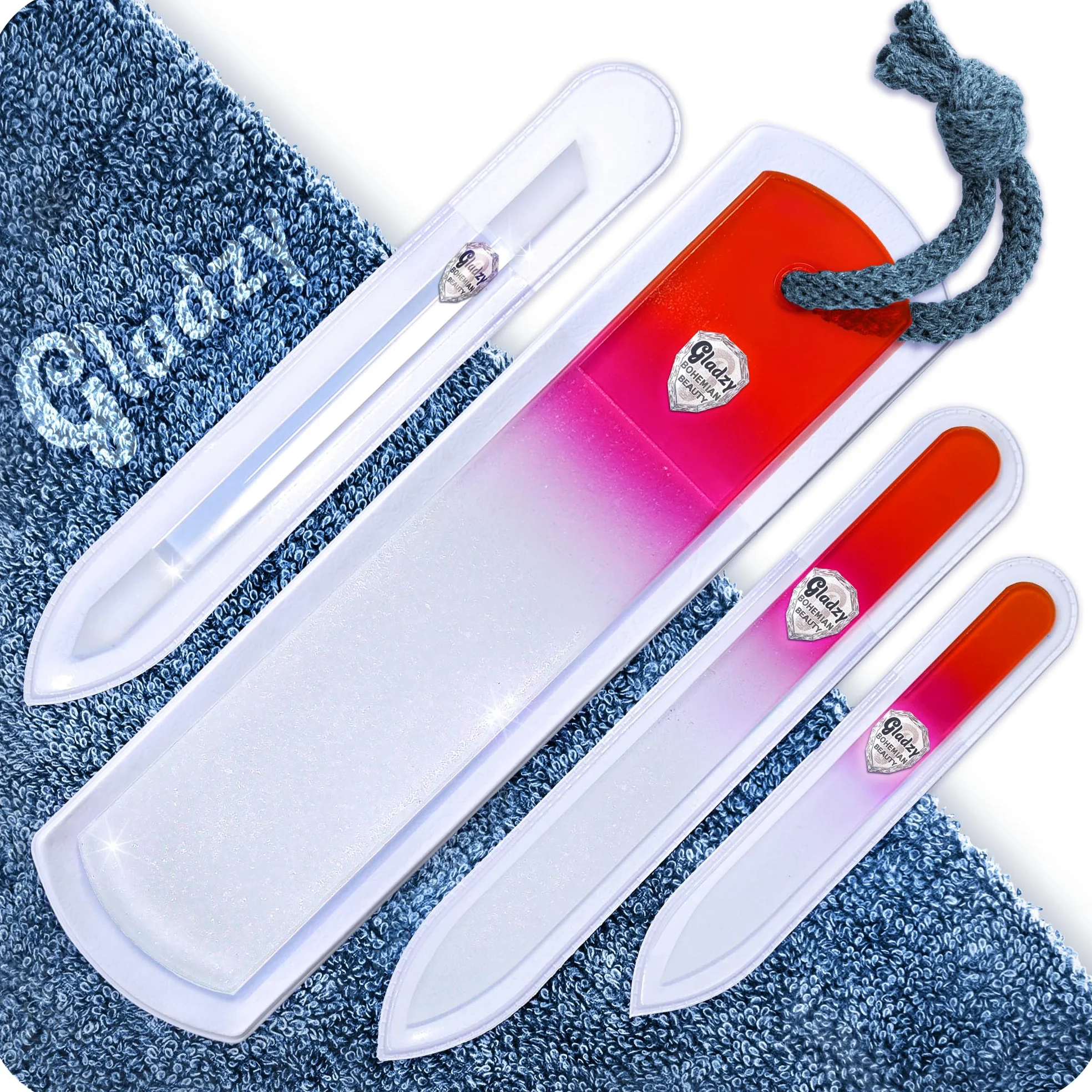 Set Lime per Unghie in Vetro Ceco - Lima per Rimozione Calli, Spingi Cuticole di Precisione, Doppia Superficie a Grana Diversa, Manicure e Pedicure, Cura Delle Unghie e Nail Art Professionale