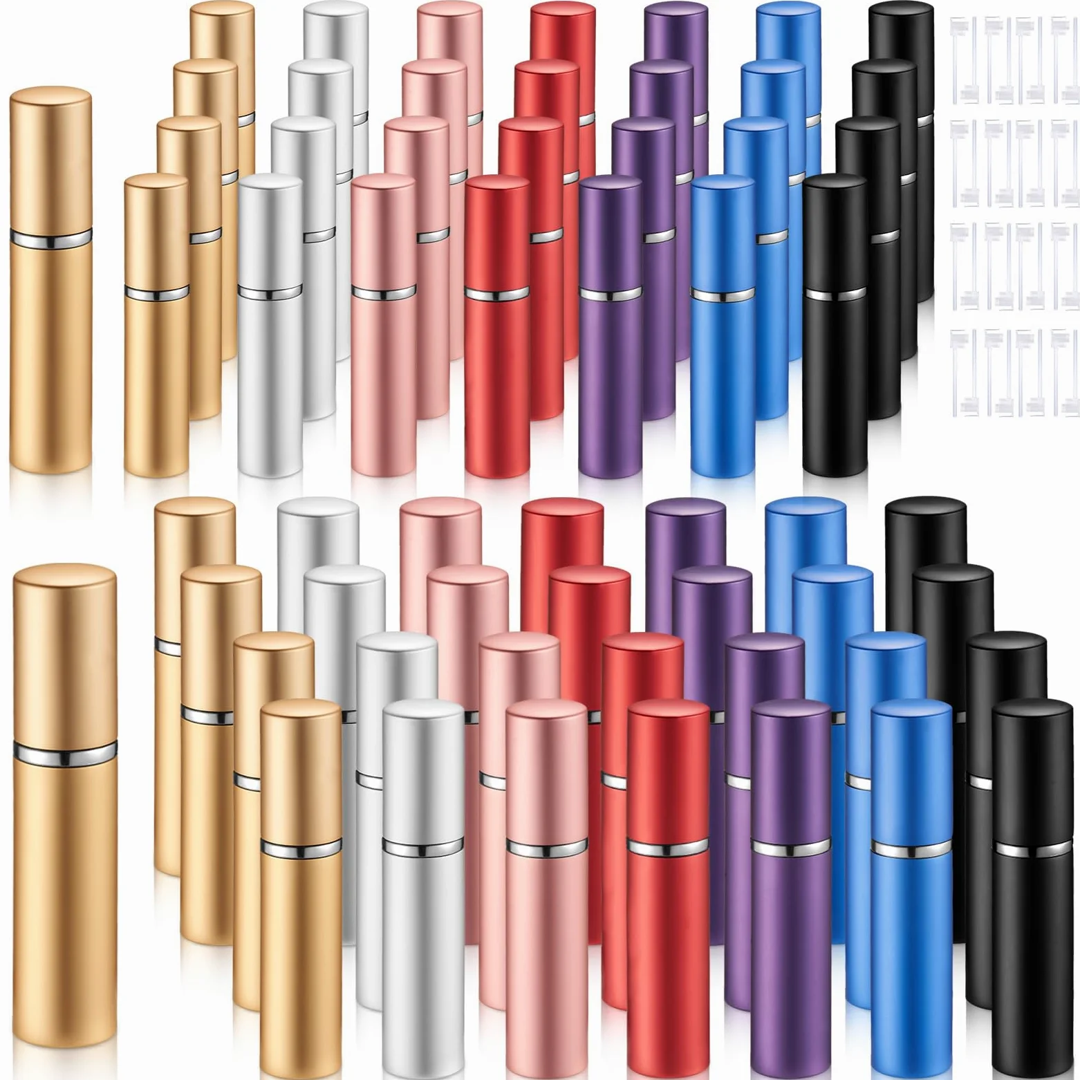 Zonon 56 mini nebulizzatori ricaricabili per profumo, portatili, con 56 erogatori a pompa di ricarica, strumento di trasferimento per uscita (5 ml e 10 ml)