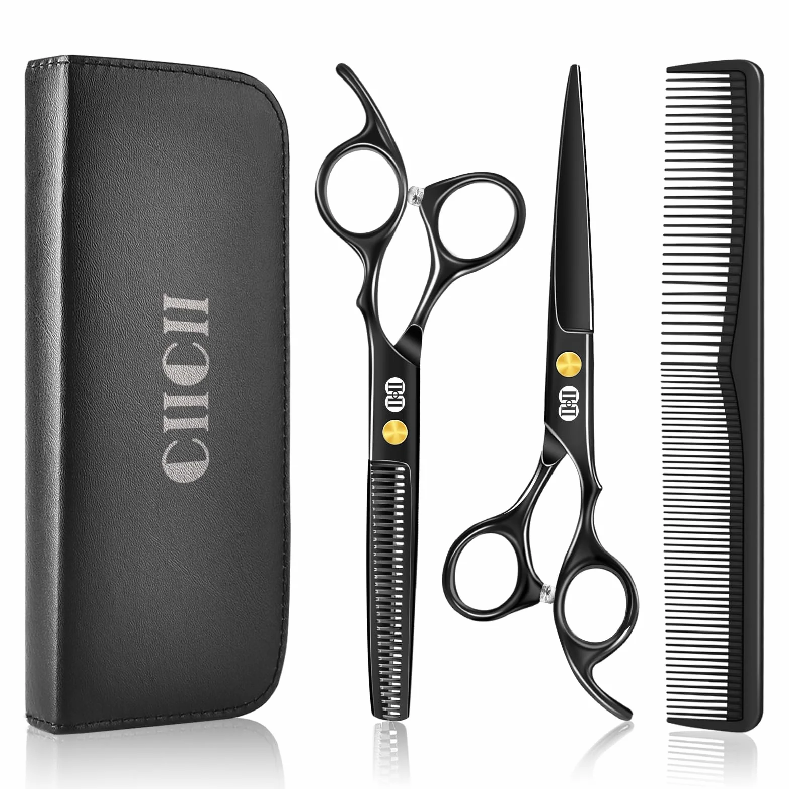 Forbici Parrucchiere Professionali 6,7 Pollici Taglio Capelli Barba Sfoltire Uomini Donne Salone Casa Nero