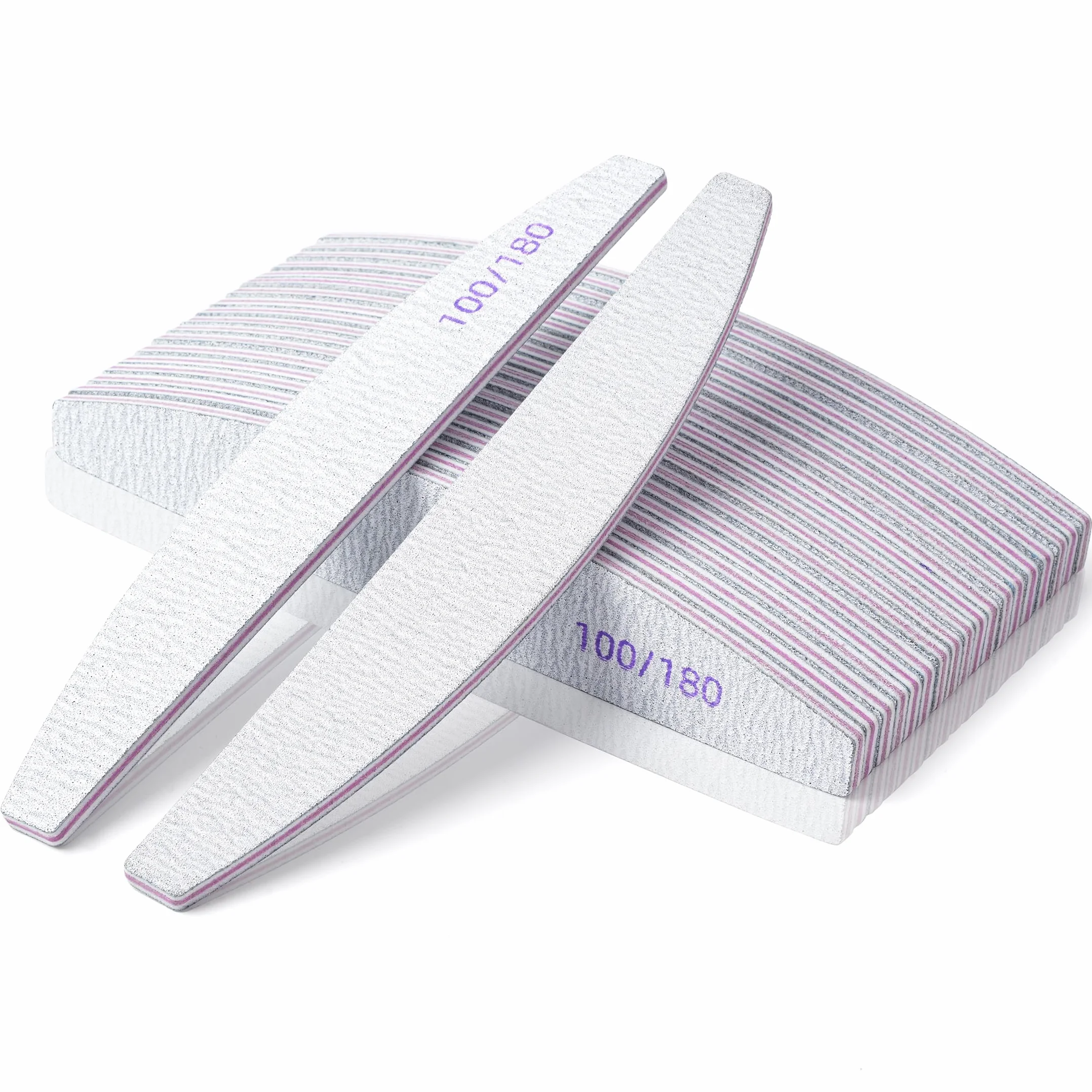 Lima per Unghie 100 180 Grana Doppia Faccia, Kit Riutilizzabile per Manicure in Gel, Set Professionale 20 Pezzi