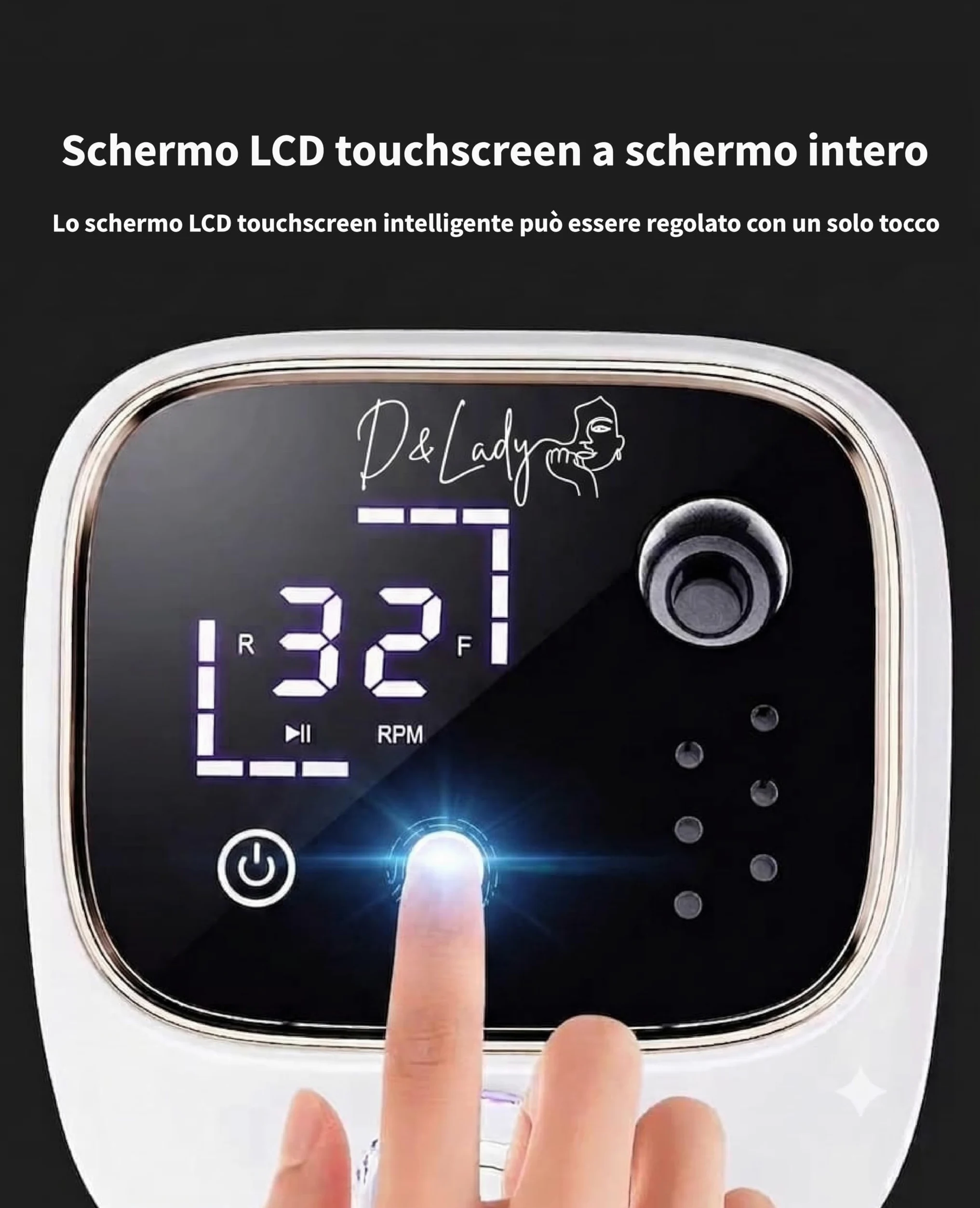 Fresa per Unghie Professionale 45000 RPM Regolabili – Kit E-File con Display Touch Digitale, Motore Silenzioso, Manico Ergonomico Premium, Portatile con Memoria e Controllo Intelligente