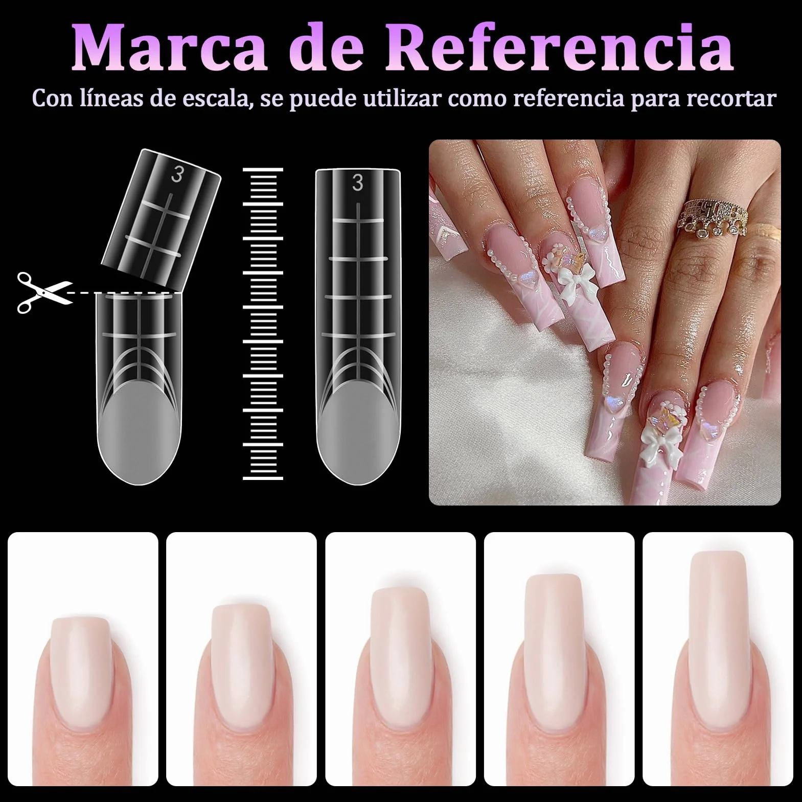 Kiiwah Dual Form Unghie 120 Pezzi, Durevole Riutilizzabile Sistema Dual Nail Form con Scala Graduata per Nail Art