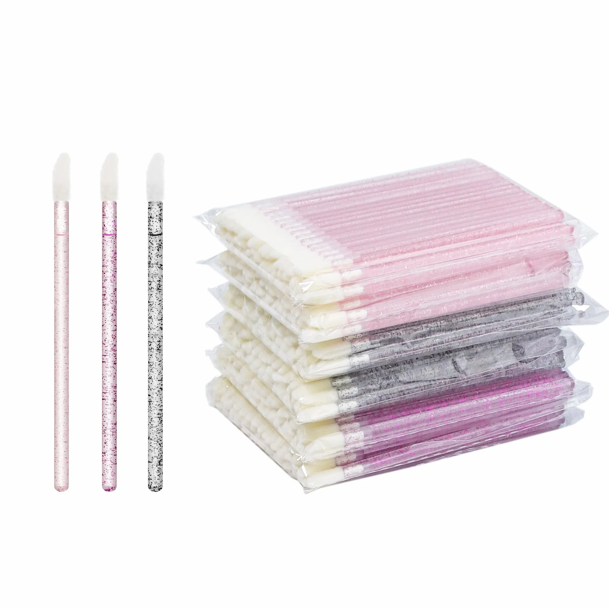 300pcs Lip Gloss Pennello Spazzola Ciglia Labbra Spazzole di Trucco(Lip Brush-B Crystal)