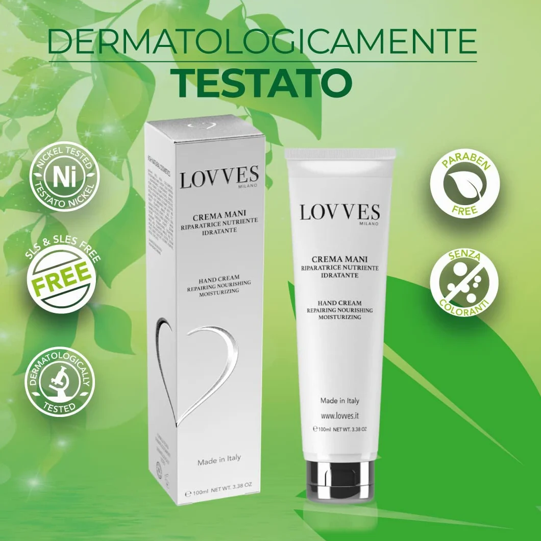 LOVVES Crema Mani, Alta Cosmesi Naturale, Effetto Lifting, Riparatrice Nutriente Idratante, Formulata Come Trattamento Antieta’, Preserva l’aspetto Giovane delle Mani. Formato 100 ml
