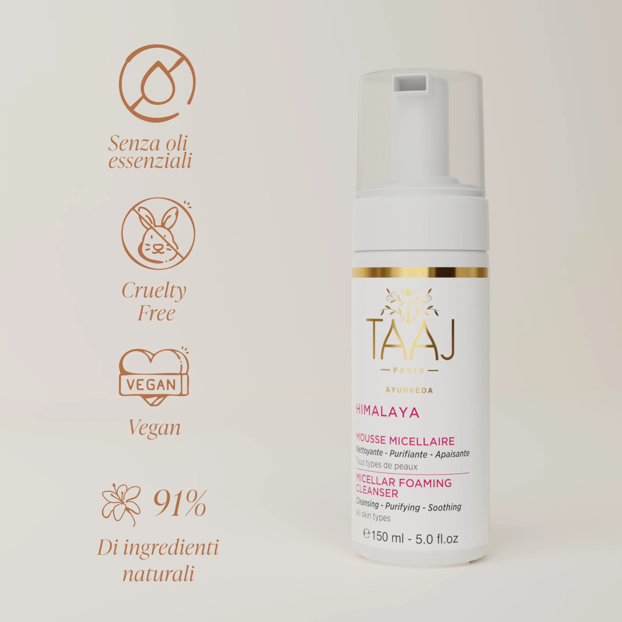 HIMALAYA Schiuma Micellare Pulisce Rimuove trucco impurità Vegan Cruelty Free