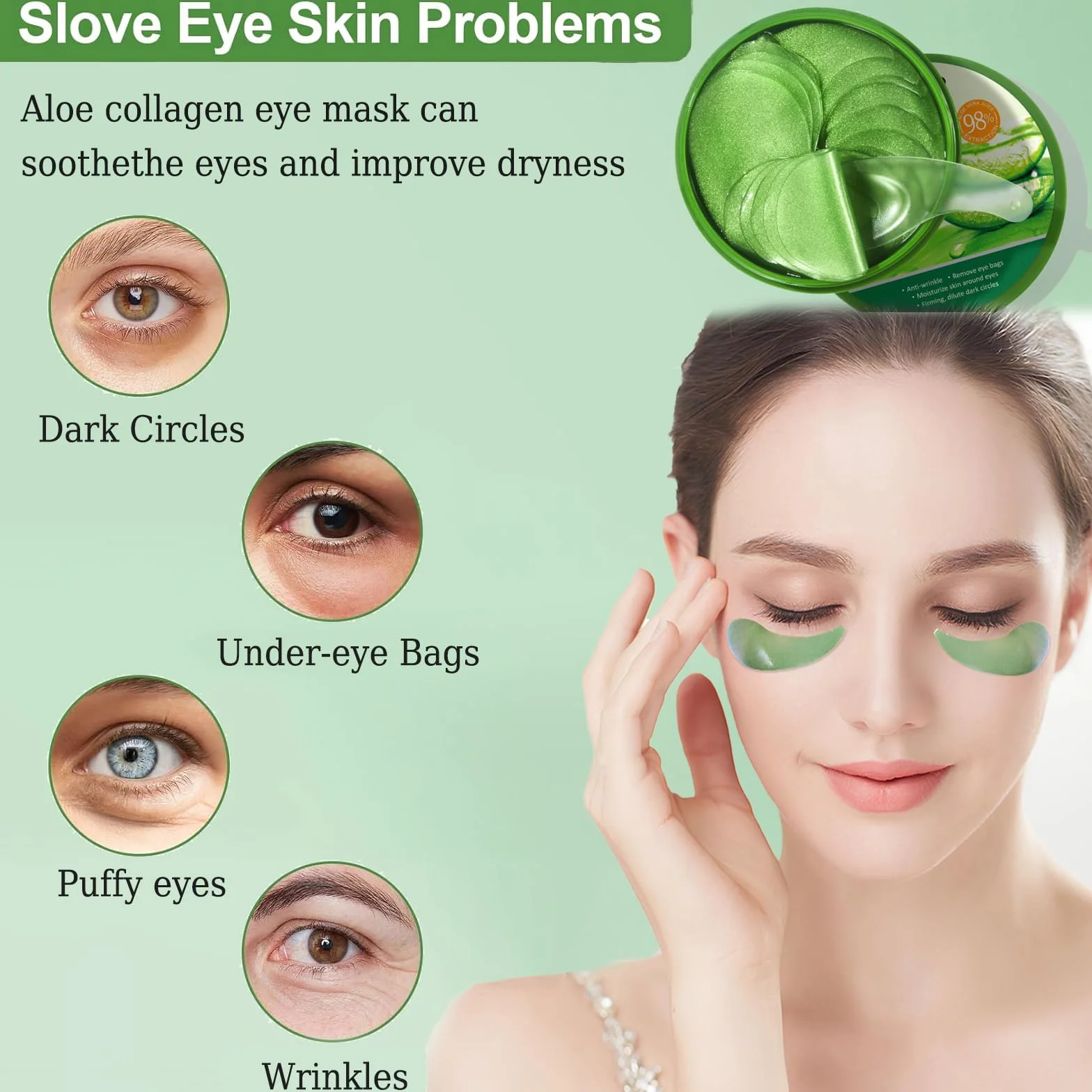 60 Pezzi Patch Occhi con Aloe Vera e Collagene, Maschere Idratanti Anti-Occhiaie e Anti-Borse, Riduce Rughe e Linee Sottili, Cura Contorno Occhi per Uomo e Donna