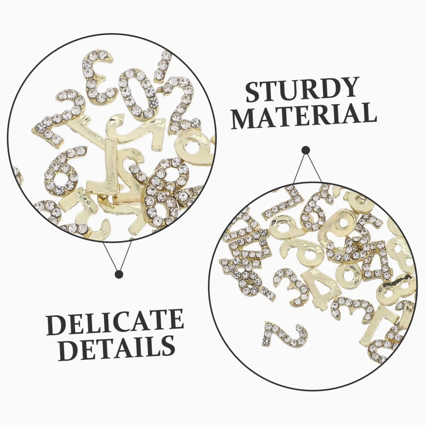 Decorazioni per Unghie Numero Flatback Oro 100 Pezzi Ferro | Design Unico e Delicato, Finitura Luminosa Duratura, Accessori Gioiello per Nail Art