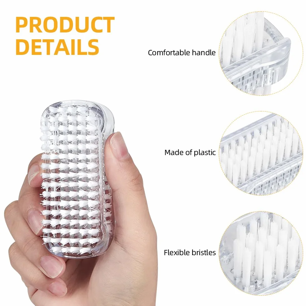 Spazzola per unghie double face, 2 PCS Spazzola Per Unghie, Spazzole per la Pulizia Plastica per Pulizia di mani Delle Unghie, Trasparente