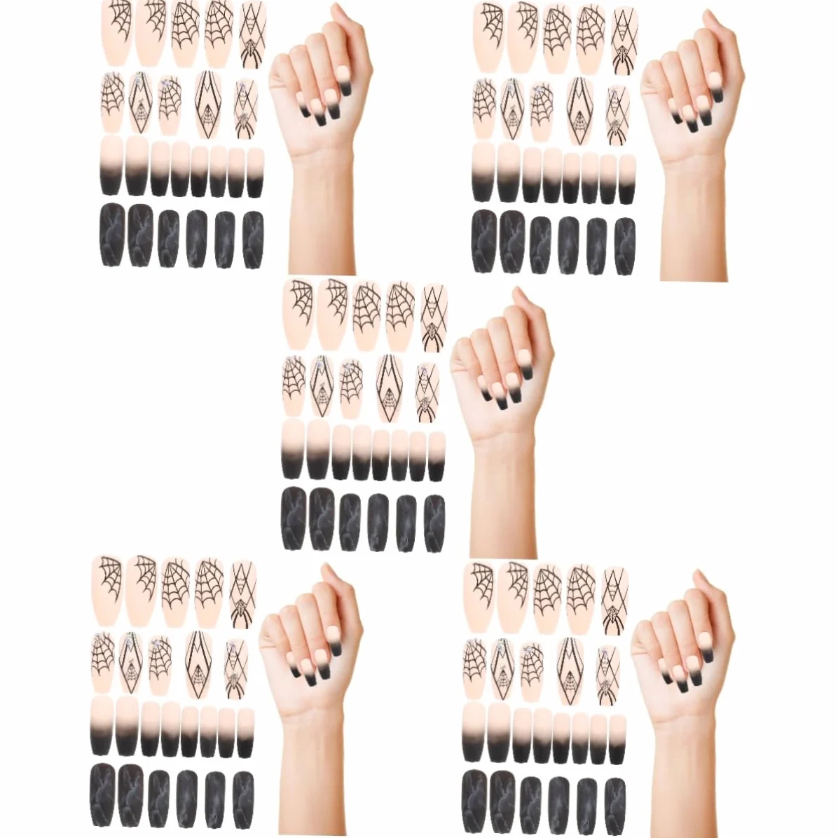 Ipetboom 5sets Unghie Per Halloween Decorazioni Unghie Adesive Facili Usare Per Manicure Festive Nail Art Per e