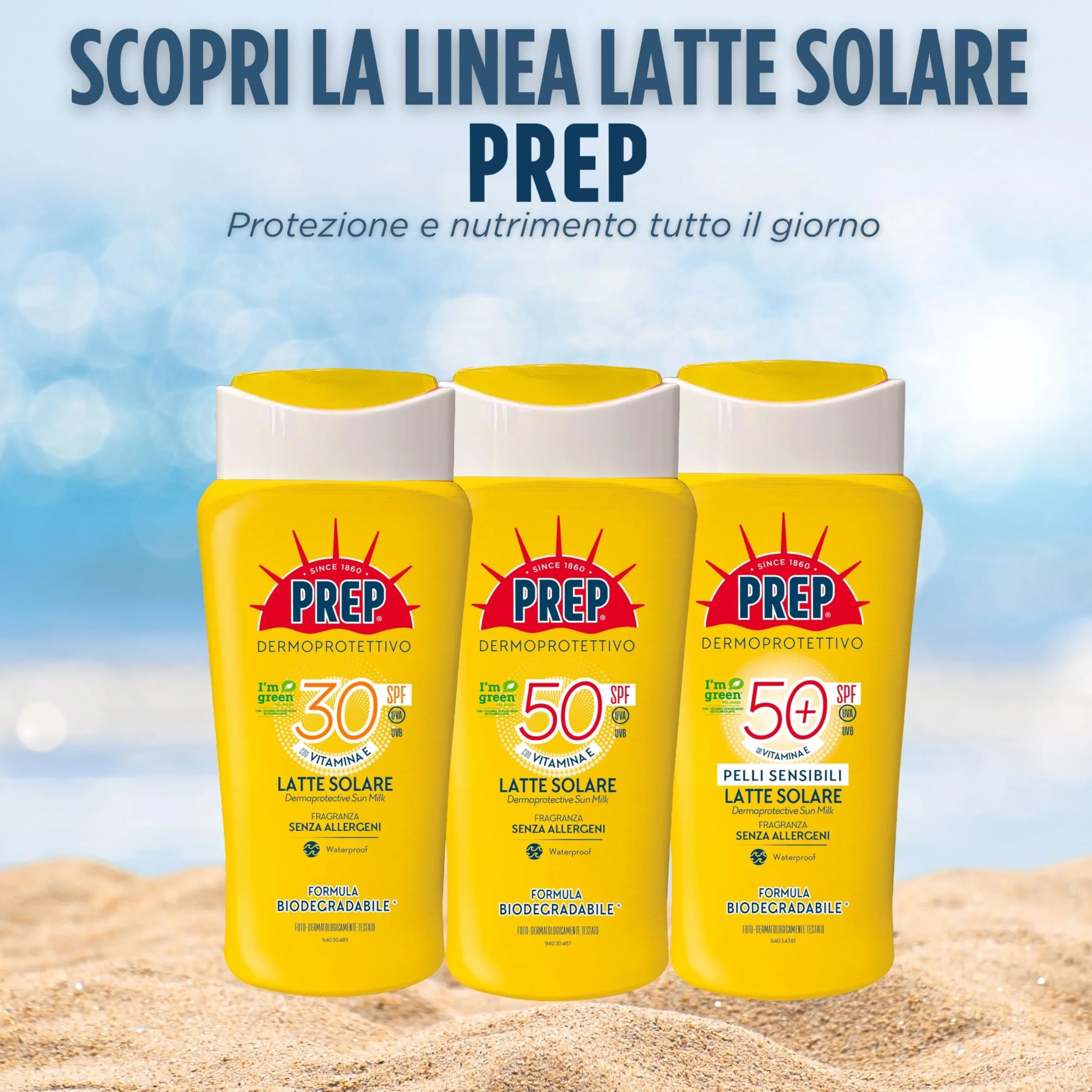 Latte Solare SPF50+ Protezione Pelli Sensibili UVA/UVB Vitamina E Aloe Bio 200ml