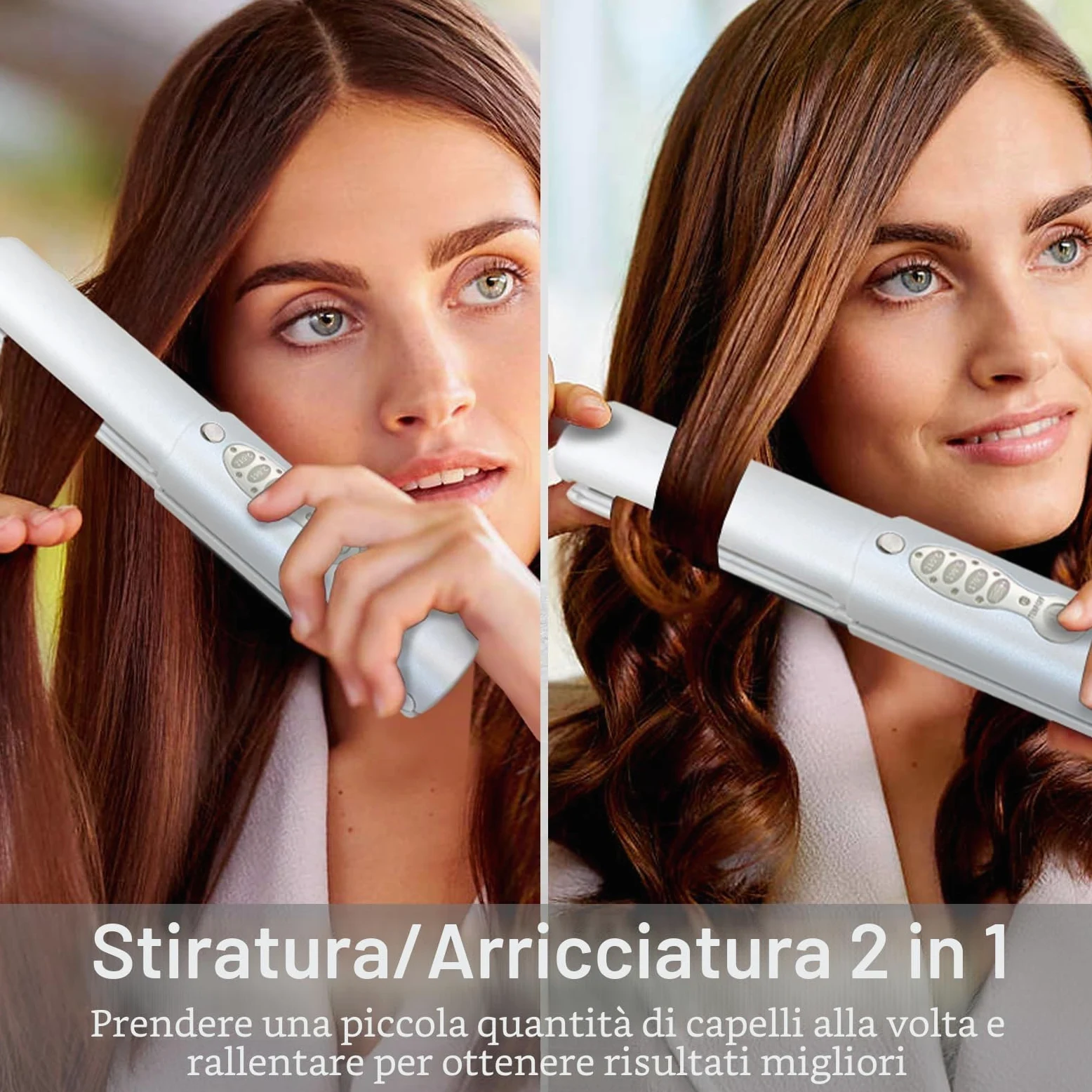 Piastra Capelli Senza Fili con Batteria 5000 mAh, Piastra e Ferro Arricciacapelli 2 in 1, 3D Titanio, Mini Piastra Portatile da Viaggio con Copertura Antiscottatura, Riscaldamento Rapido