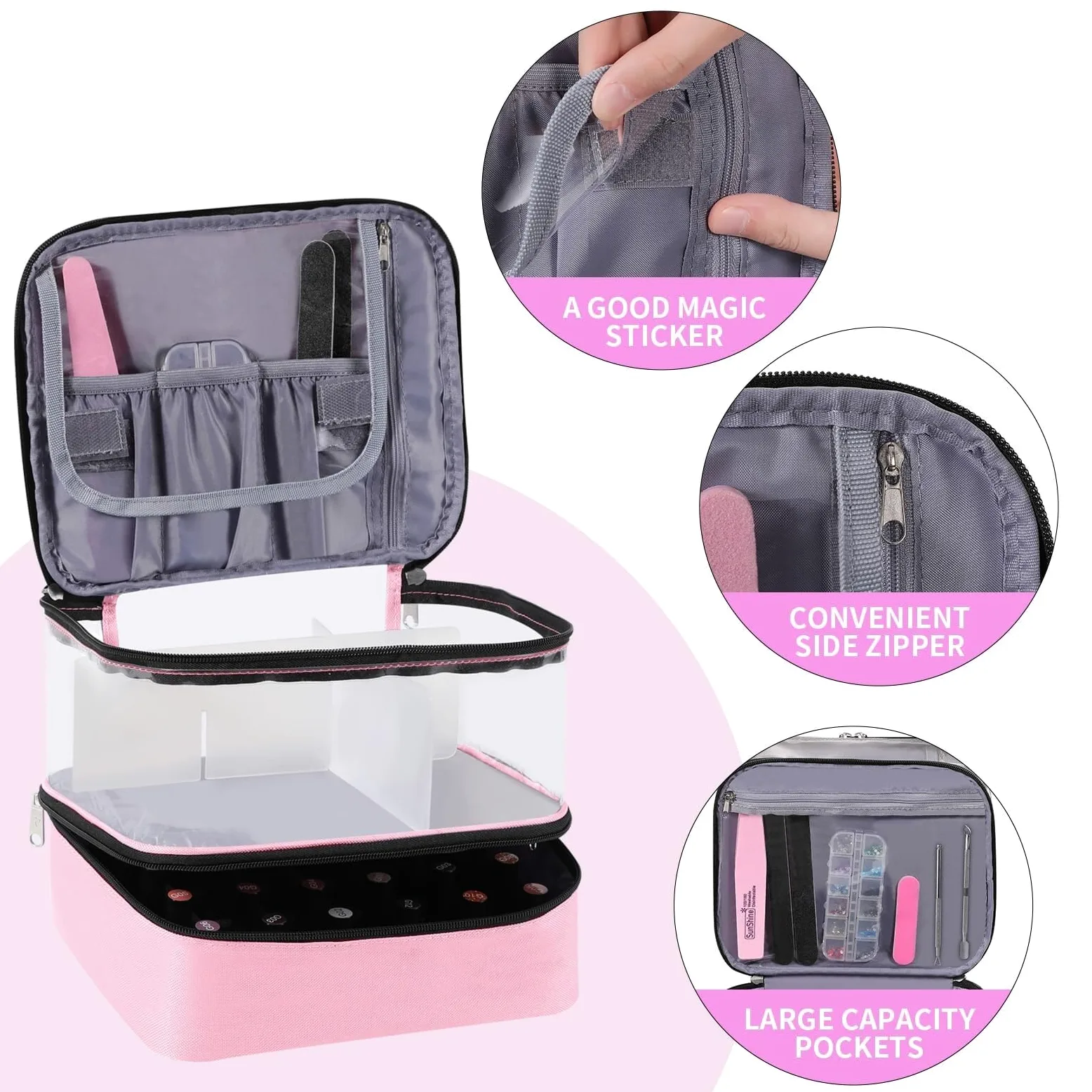 Porta Smalti Valigetta Unghie Scatola Porta Smalto For Unghie, Borsa Da Viaggio For Manicure E Accessori Borsa Viaggio(Purple)