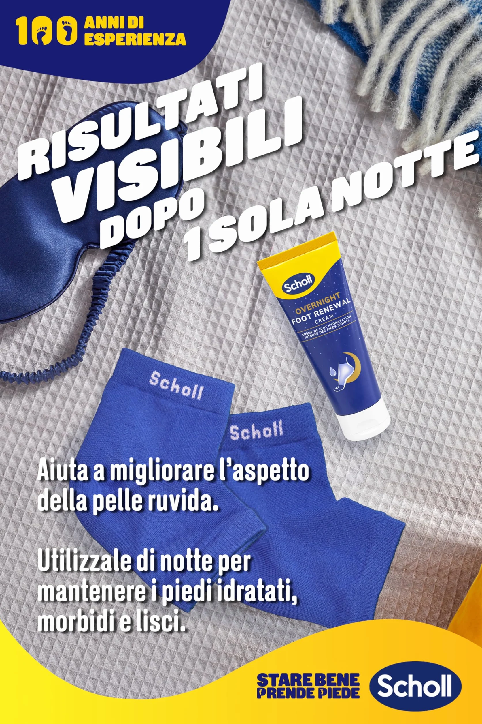 Scholl Overnight Foot Renewal Kit, Crema Piedi con Urea 5% e Calzini Riutilizzabili