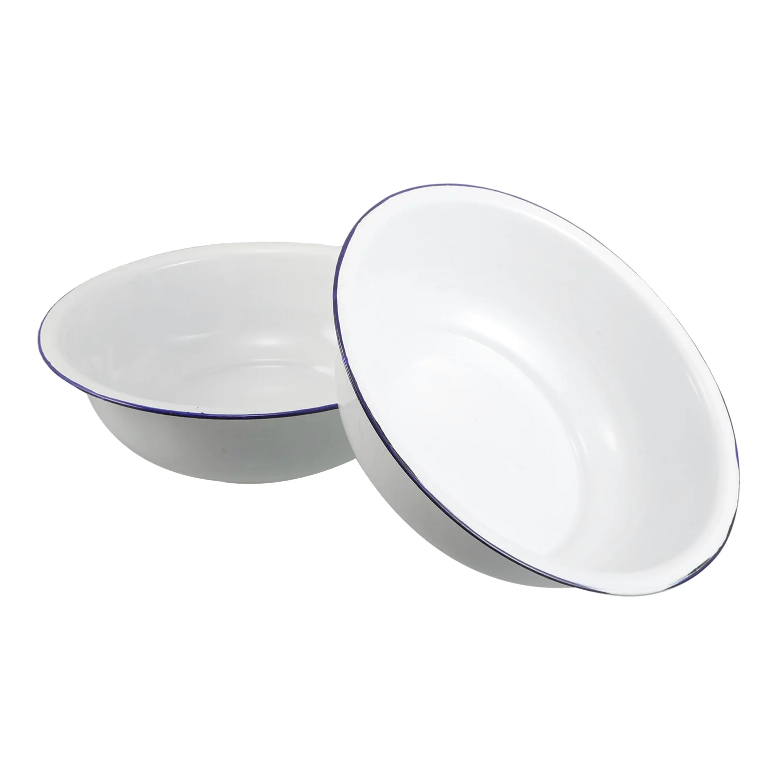 2 Vaschette per Pediluvio in Smalto Vintage, Lavabo Bagno in Metallo Smaltato Resistente, Bacinella Smaltata per Ammollo Piedi e Lavaggio, Dimensioni Generose Adatte a