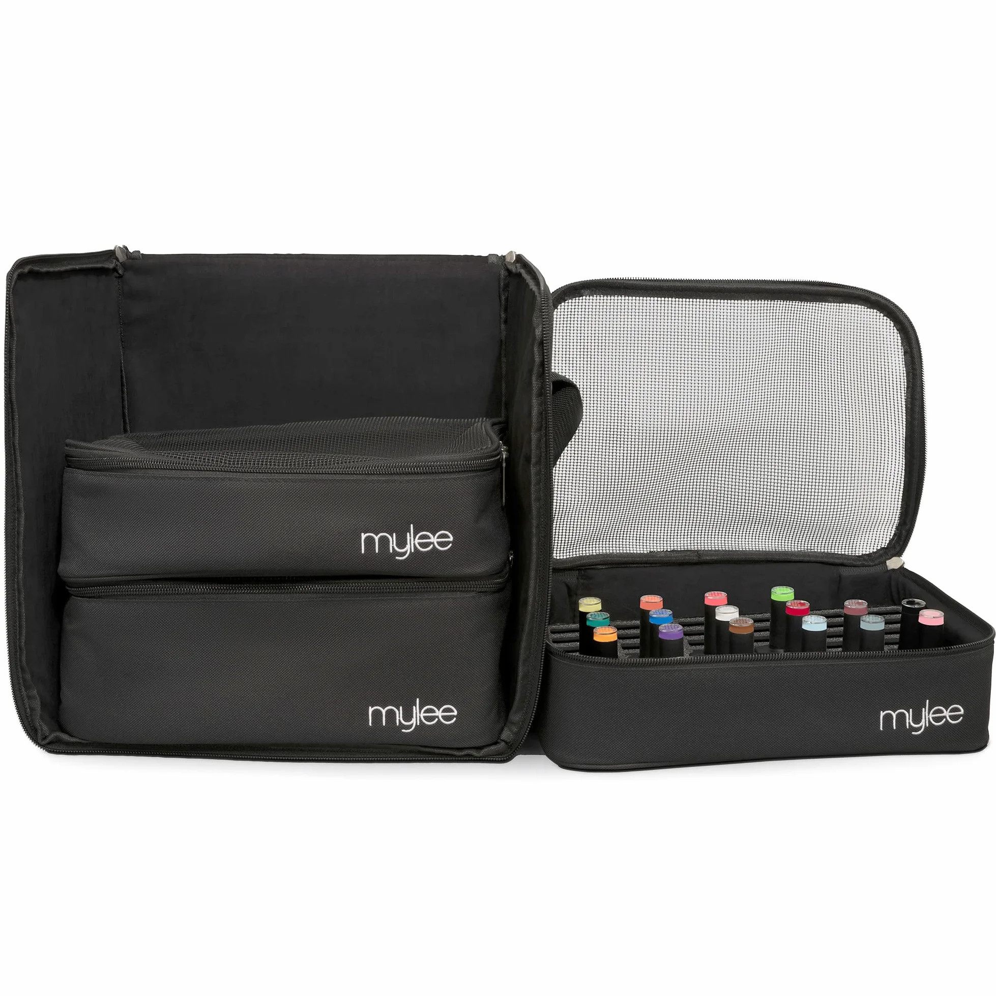 MYLEE Organizer per Set Smalto – Valigetta Porta Smalti per Unghie | Borsa Organizer per Onicotecnica ed Estetista, con Maniglia e Inserti in Gommapiuma, Contiene 84 Smalti