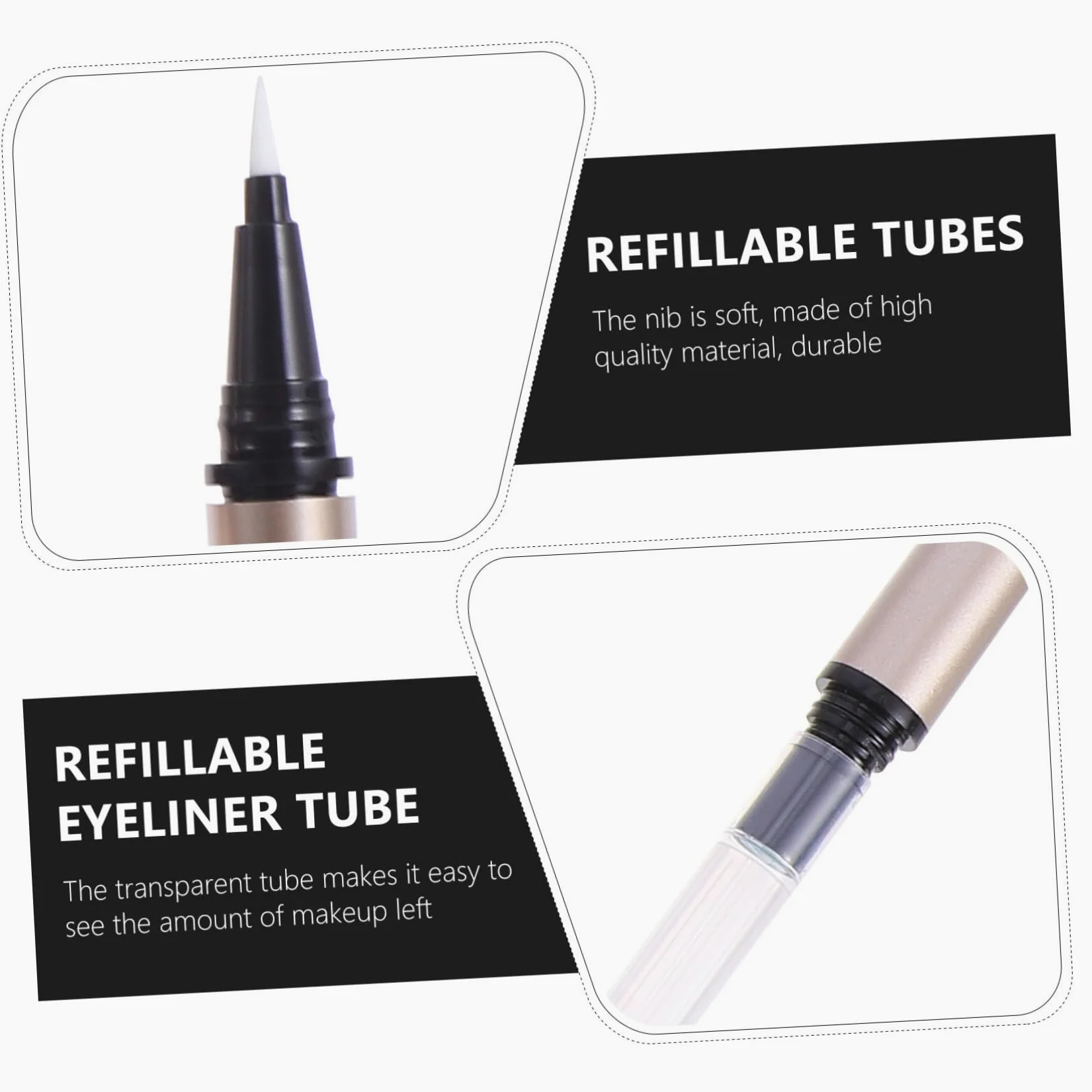 Tubetti Eyeliner Vuoti Ricaricabili in Plastica 5 Pezzi 1ml Colore Oro per Conservare Eyeliner o Olio Unghie per Negozi e Saloni Cosmetici