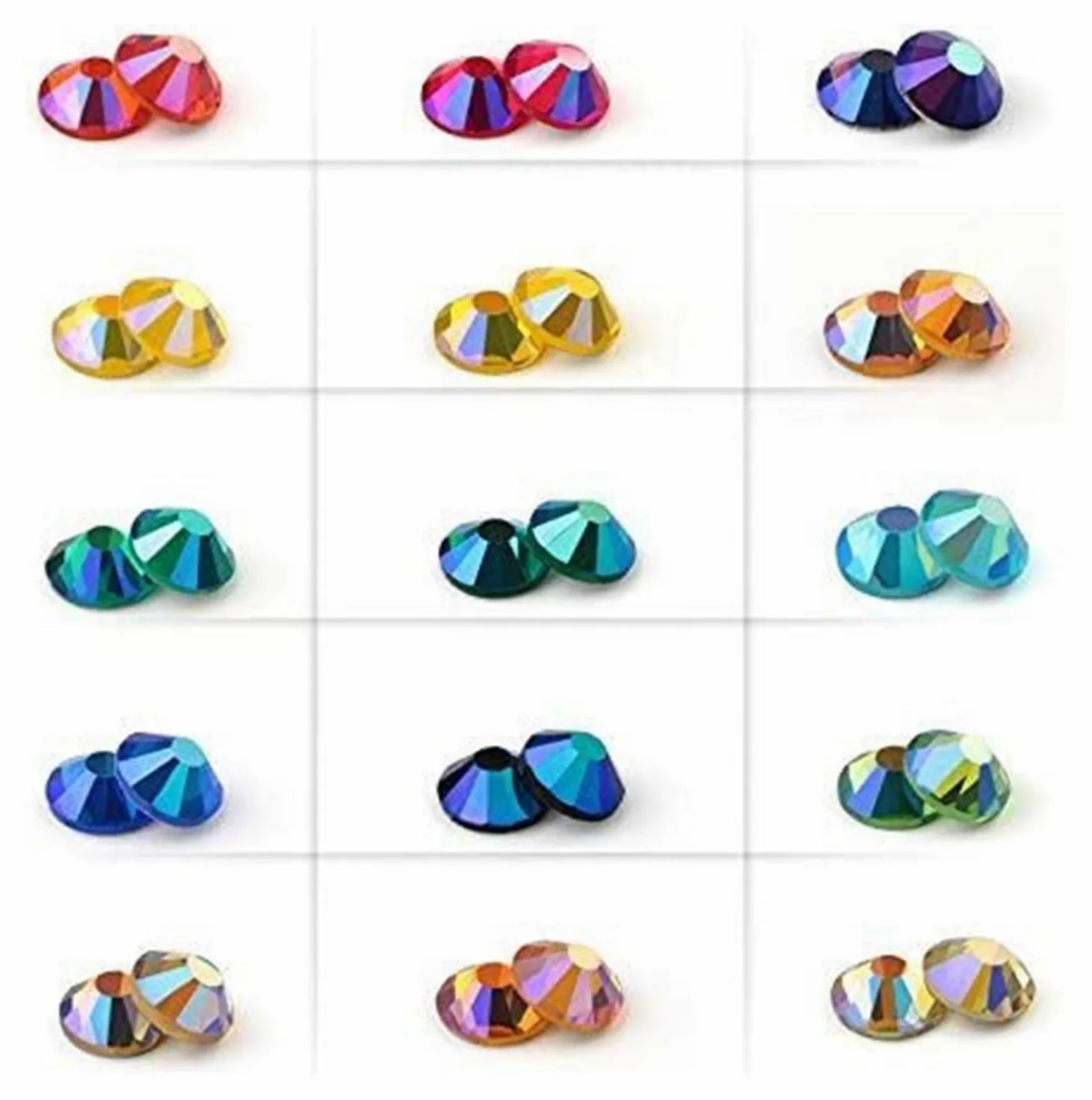 di un diamante di cristallo, Gemme for unghie con strass Crystal AB Flatback Multicolor SS4-SS30(Champagne AB,SS8-1440pcs)