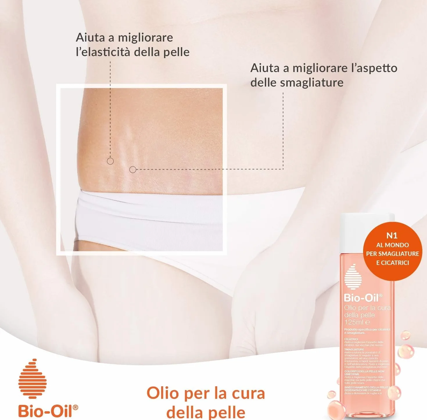 Bio-Oil Olio Trattamento Per La Pelle Idratante Cicatrizzante Anti Smagliature, 125 ml