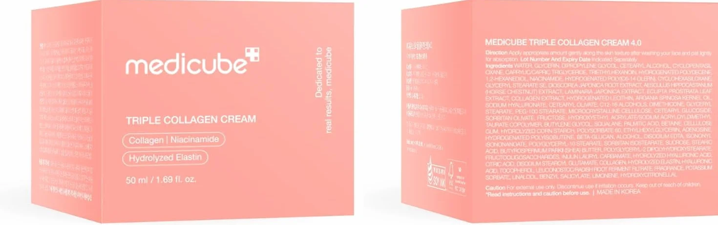 medicube Triple Collagen Cream - Crema Viso Collagene contro i segni del tempo, Pelle Idratata per 24h, Effetto Rassodante e Idratante, con Acido Ialuronico - Skincare Coreana, 50 ml
