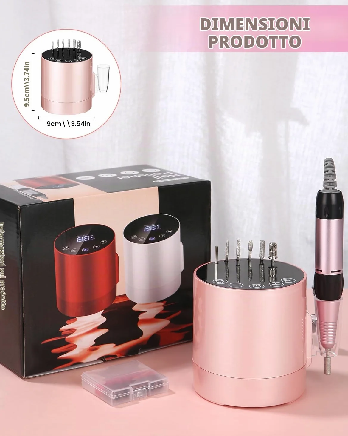 PERMUST 35000RPM Fresa per Unghie, Fresa Elettrica per Unghie, Frese per Unghie con Pedale e 6 Fresa, Lima per Unghie Elettrica, Manicure Elettrico, Fresa per Unghie Gel