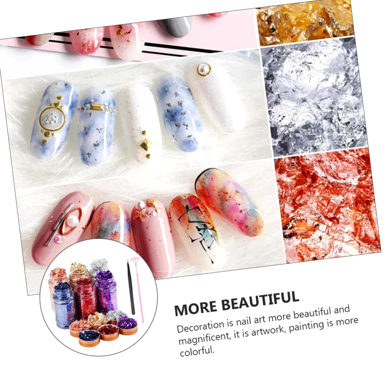 3 Set Lamina D'oro Per Nail Art Paillettes Per Unghie Lamina Glitter Per Unghie Scaglie Di Lamina Per Unghie Pigmento Per Unghie Decalcomanie Per Unghie Foglia D'oro Dipinto