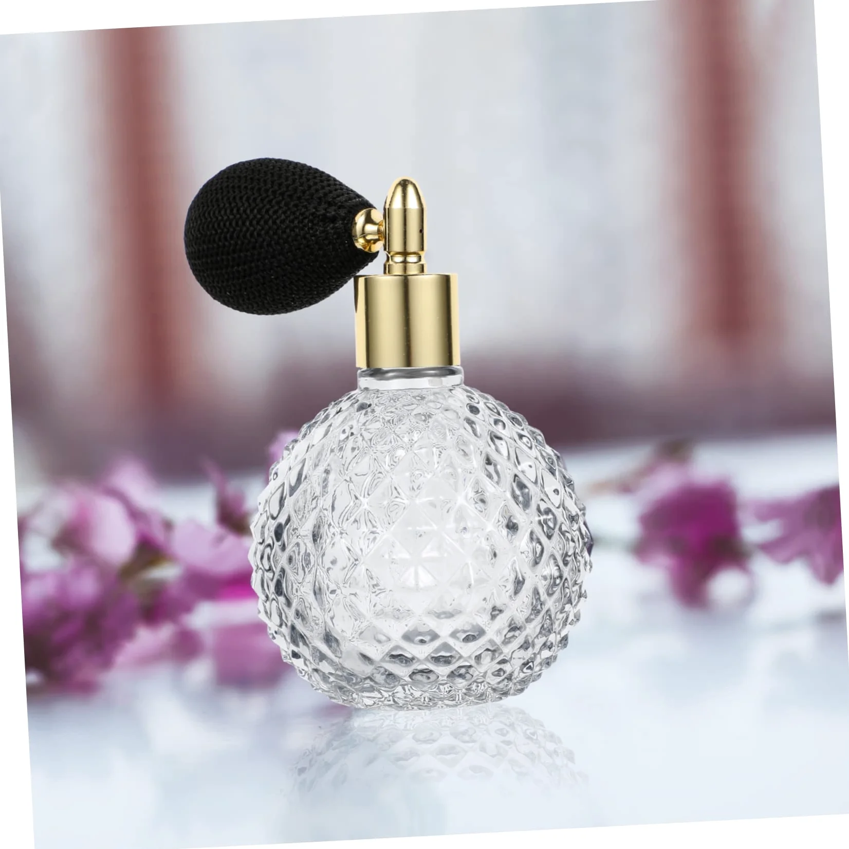 minkissy Bottiglie di Profumo Ricaricabili 2pezzi 100ml in Vetro Nero Motivo Ananas, Spray a Bulbo Vintage per Camera da Letto e Soggiorno
