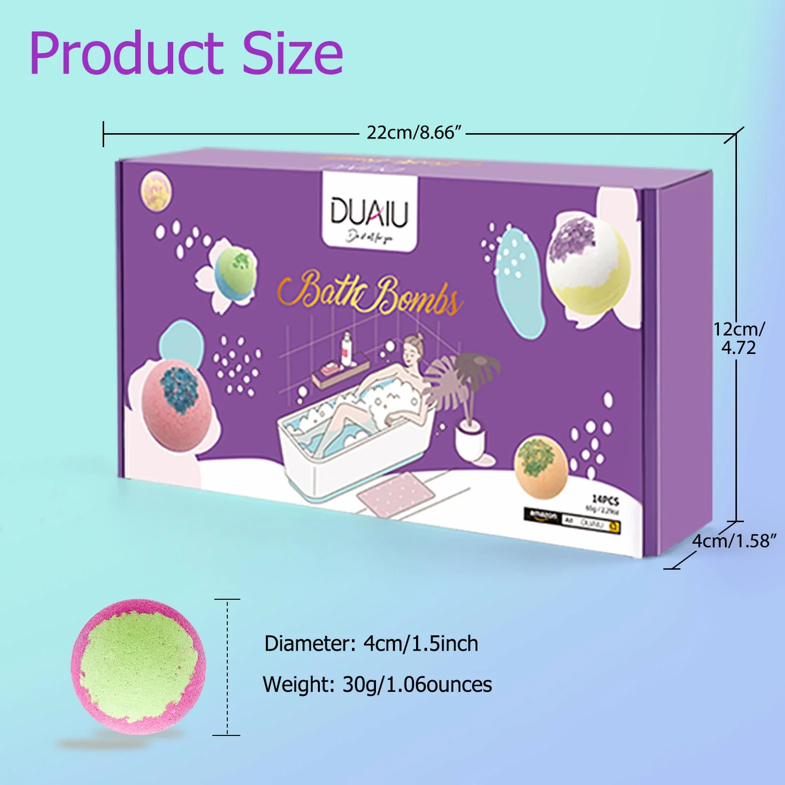 Bombe da Bagno, DUAIU Bombe da Bagno Profumate per Bambini, 14 x da Bagno Set Regalo con Olio Essenziale per Donna, la Festa Della Mamma, San Valentino