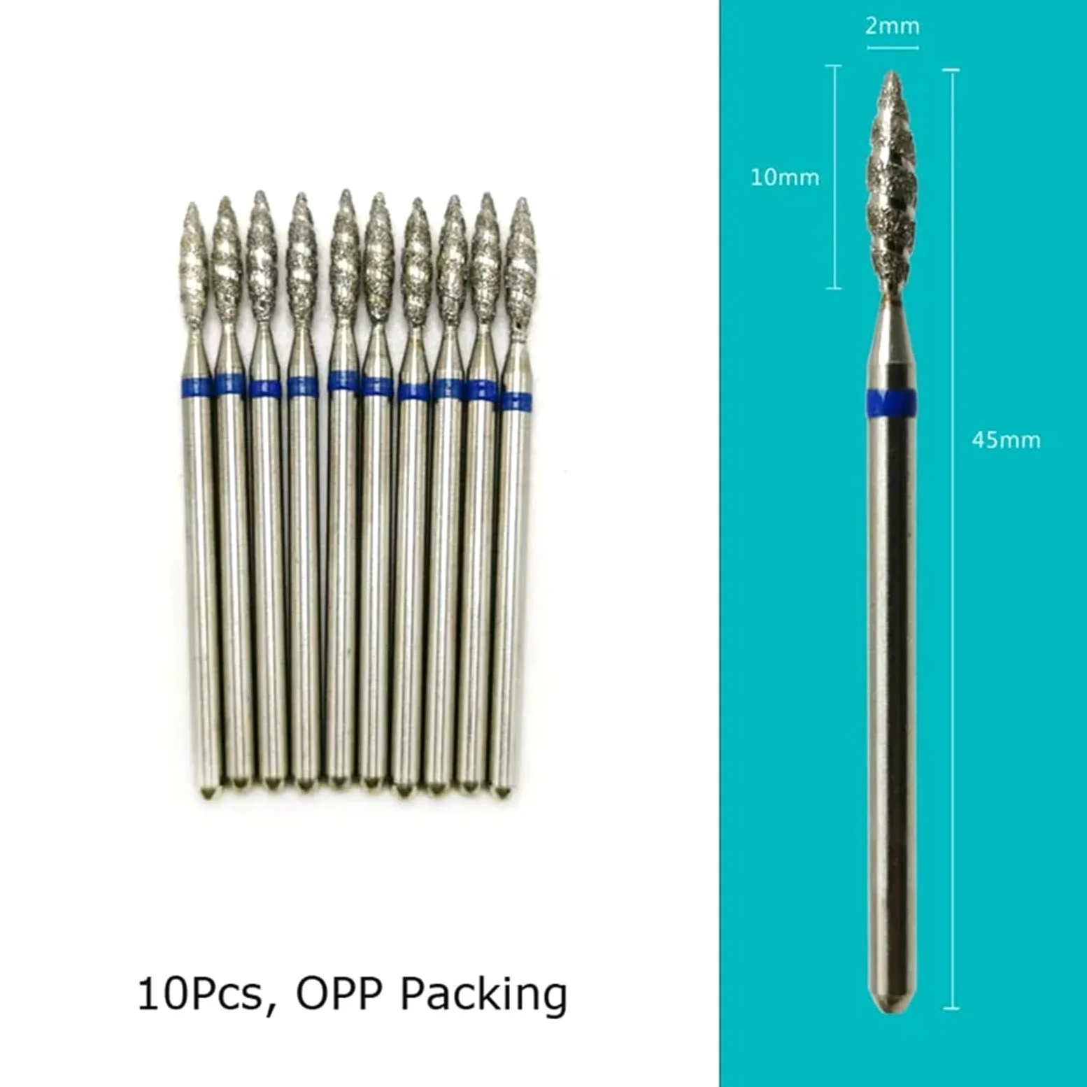 Trapano punte Punte for trapano for unghie, frese diamantate, confezione da 10, for manicure, cuticole, accessori for nail art, strumento in acciaio inossidabile(H0210sd-m(d))