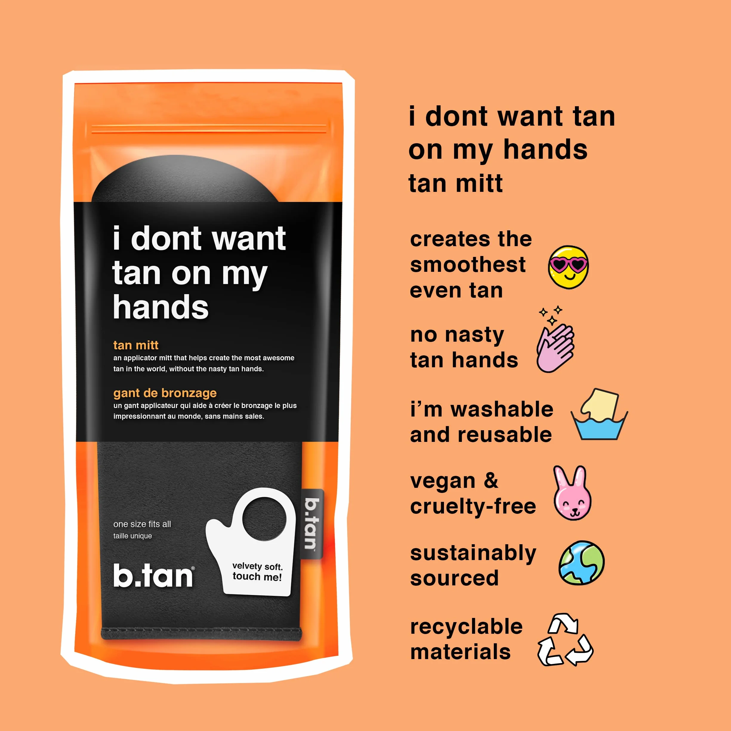 b.​tan Kit di guanti autoabbronzanti riutilizzabili e lavabili per viso e corpo