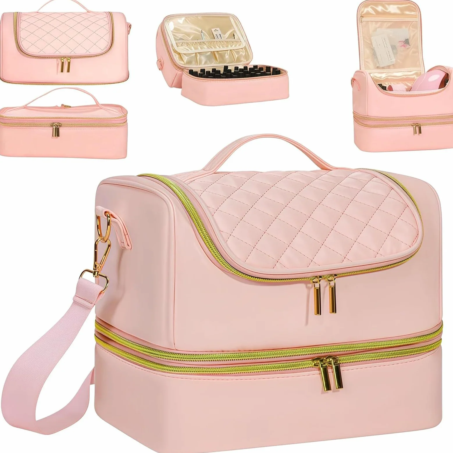 Borsa organizer per strumenti per unghie Custodia piccola per pennelli da trucco Borsa da viaggio per smalti per unghie Borsa per cosmetici da viaggio con manico per riporre strumenti artistici