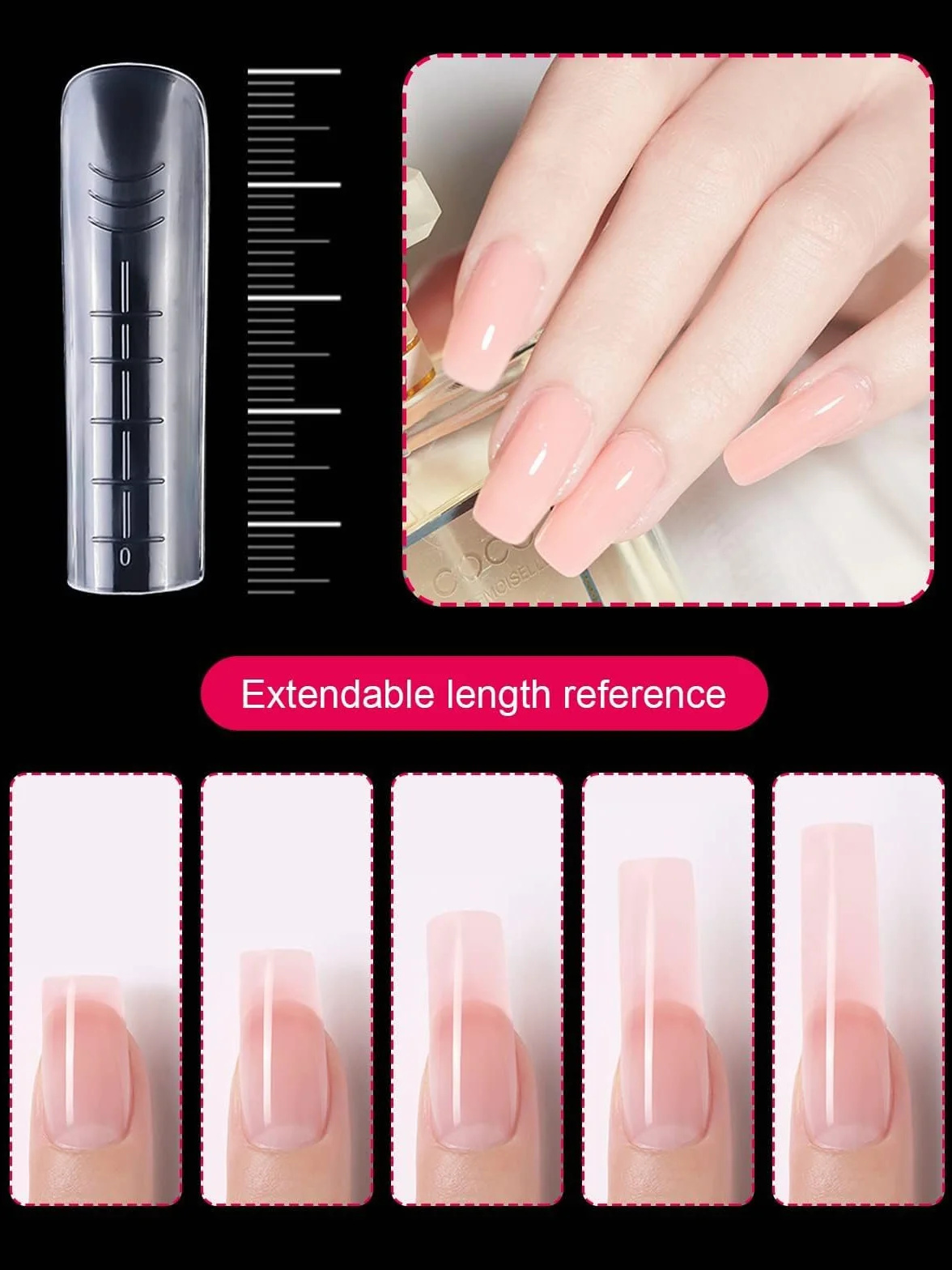 EBANKU Faux Ongles Capsule Ongles Acrylique,120PCS Unghie copertura completa Punte per Unghie in Acrilico Strumenti per l'estensione delle Unghie Forme per Unghie per Nail Aart, con Scala Graduata