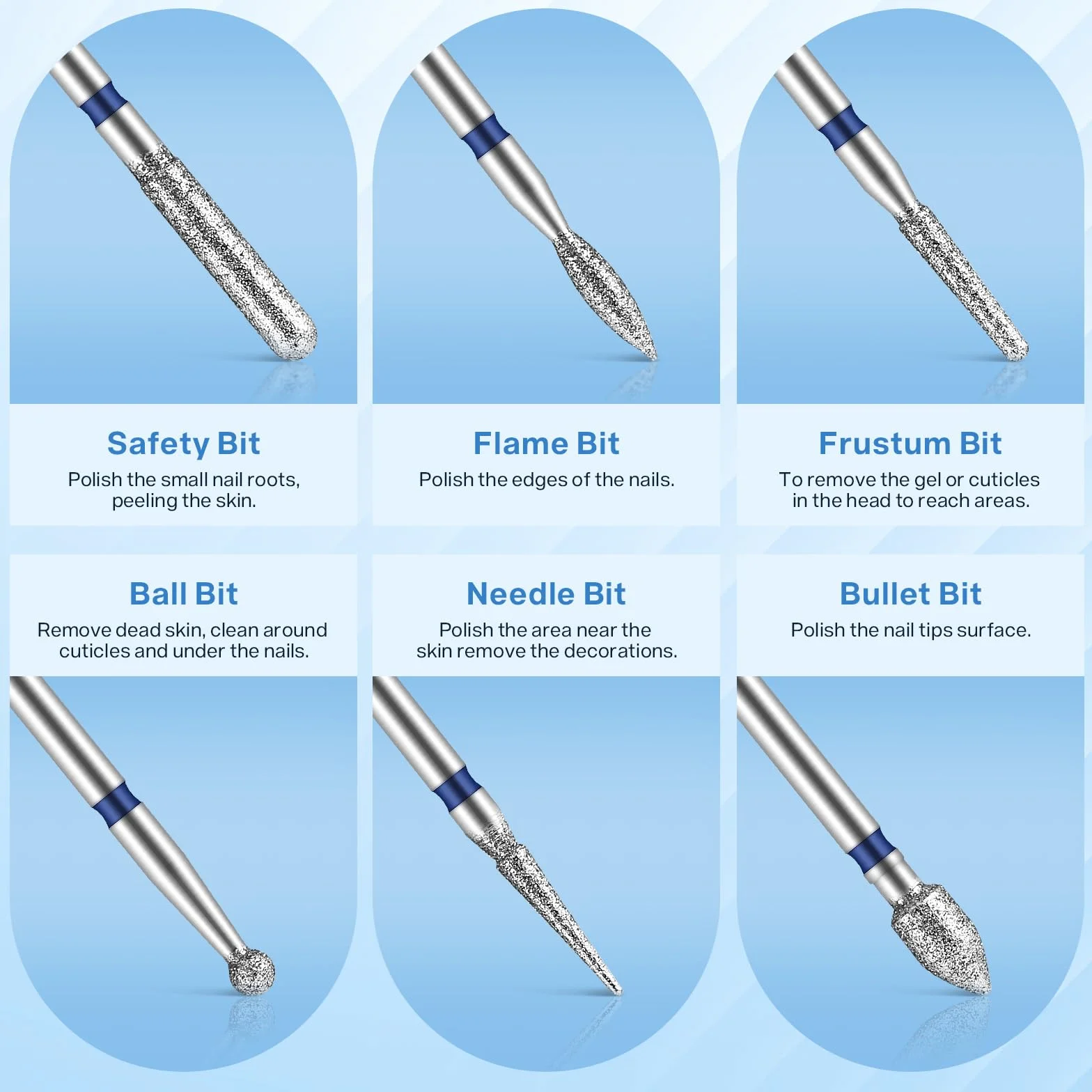 MAQUITA Set 13 pezzi punte levigatrice unghie carburo ceramica tungsteno 3/32" per manicure pedicure