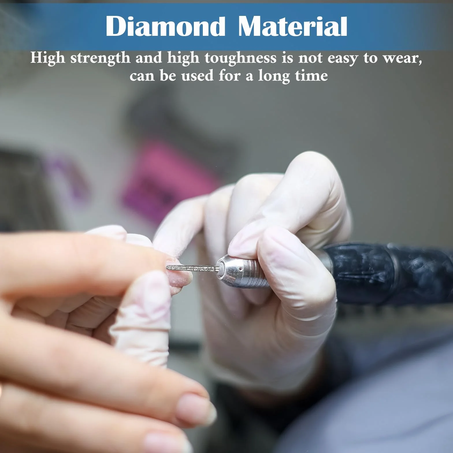 Fresa per cuticole diamantate 6 punte riutilizzabili con astuccio grana media strumento professionale