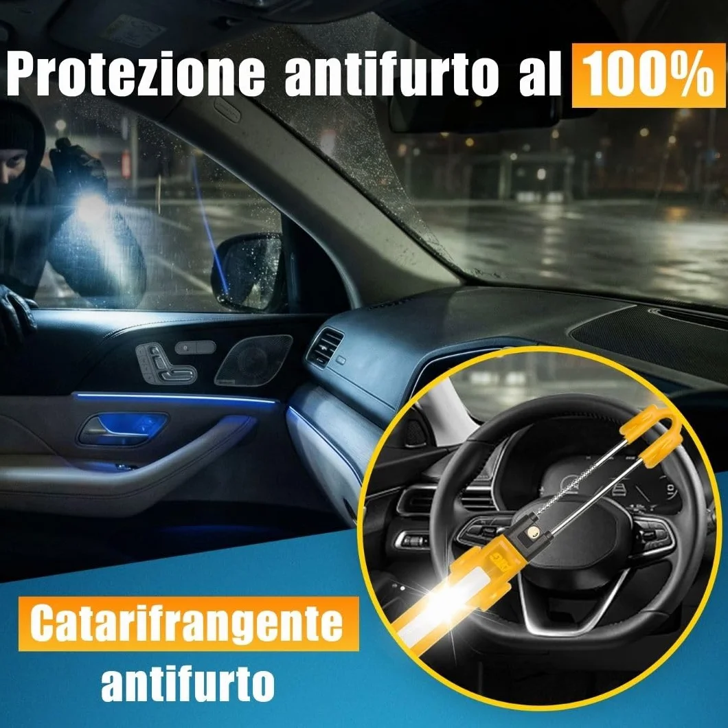 ATG Bloccasterzo Auto Antifurto per Auto SUV Van Furgone Camper Acciaio Temperato Protezione Antitrapano
