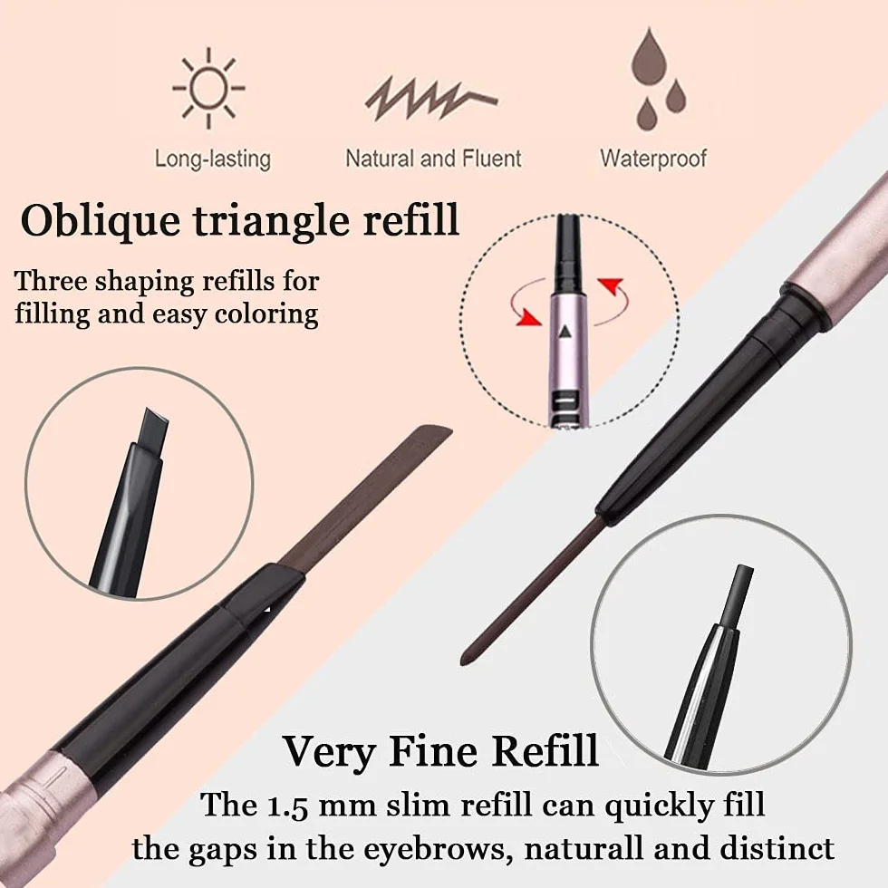 Mihqy Matita per sopracciglia,Sopracciglia Brow Ultra Slim, Waterproof, Tinta Sopracciglia, Matita per Sopracciglia a Doppia Estremità（Marrone Scuro）