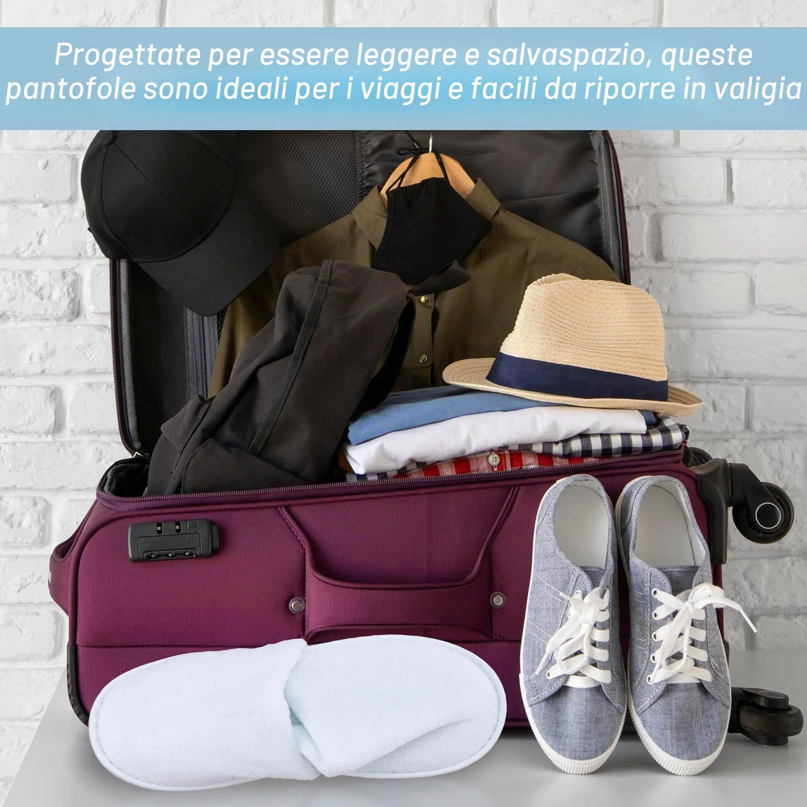 4 Paia Ciabatte Monouso per Hotel e Ospiti in Coral Velvet, Pantofole Punta Chiuse per Casa, Spa, Bagno, Uomini e Donne, Travel Home