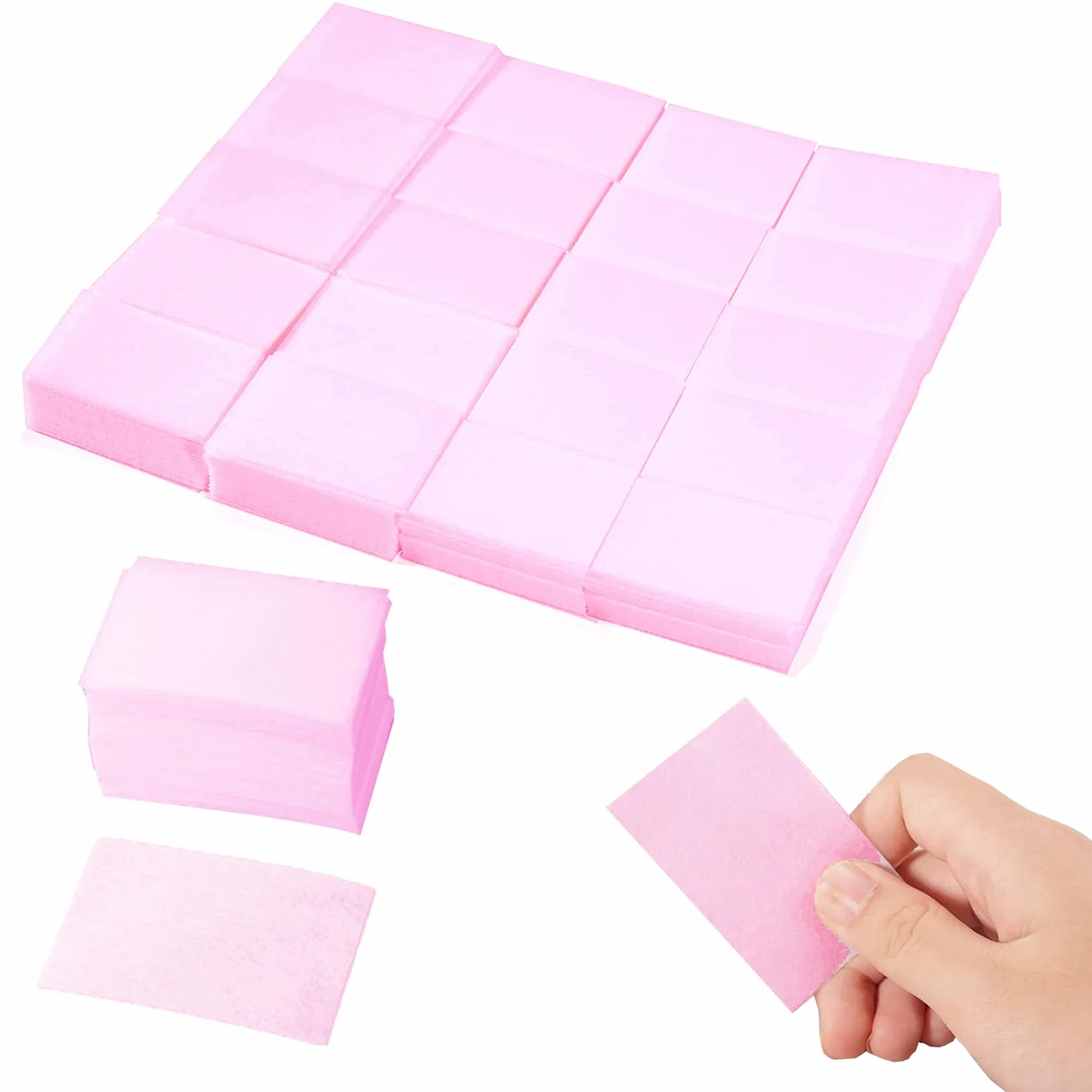 900 Pezzi Pad Unghie Senza Pelucchi, Tampone Salviette in Cotone per Unghie, Salviette per la Pulizia Senza Pelucchi per Unghie per Rimuovere Smalto e Gel(Rosa)