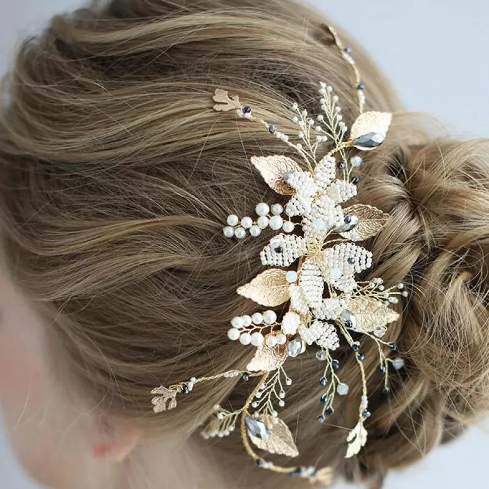 Emissione di WLLLTYCardNuovi Accessori per Capelli con forcina per Capelli da Sposa con forcina per Capelli con Strass di Cristallo Dorato