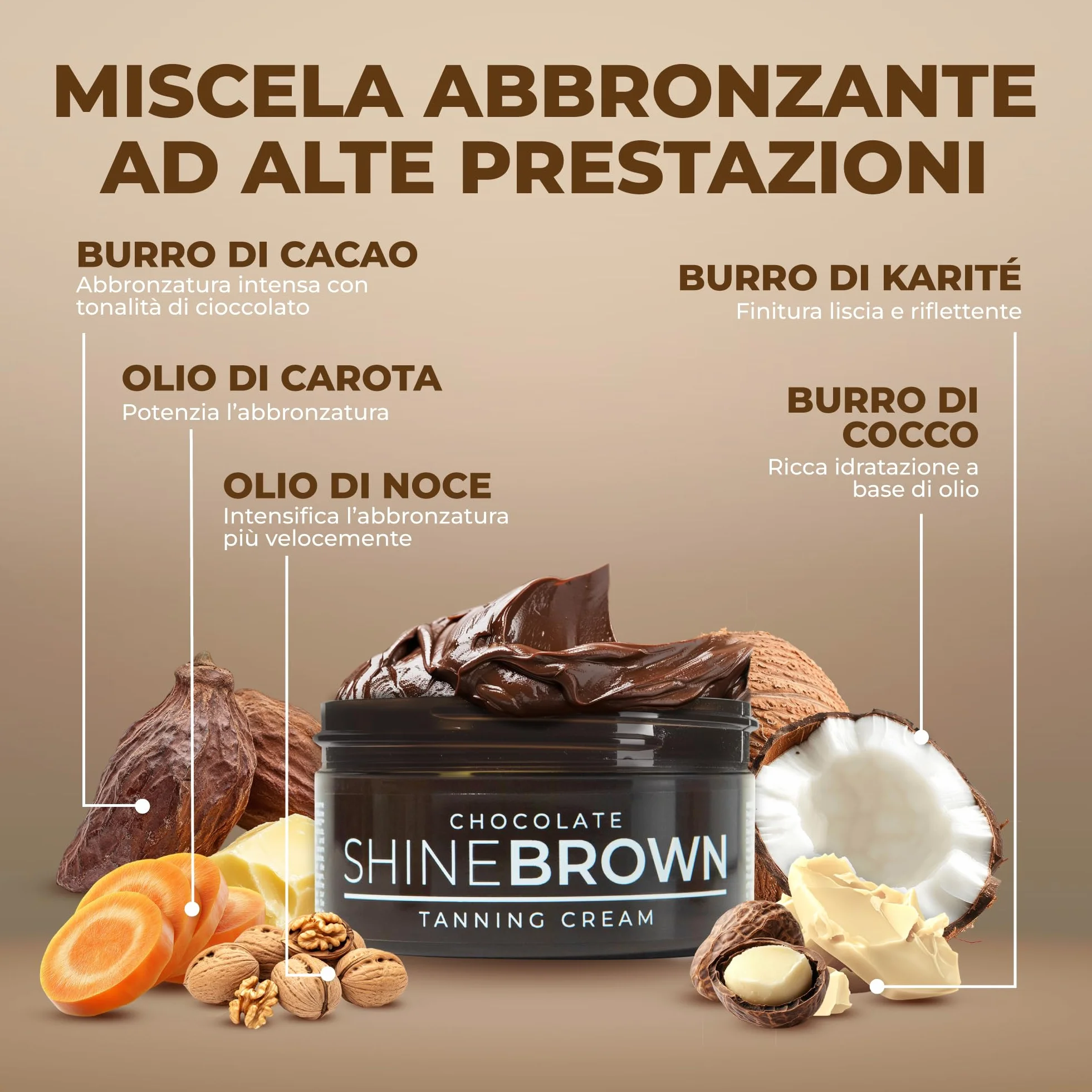 BYROKKO Shine Brown Crema Acceleratore Abbronzante Al Cioccolato 200 ml