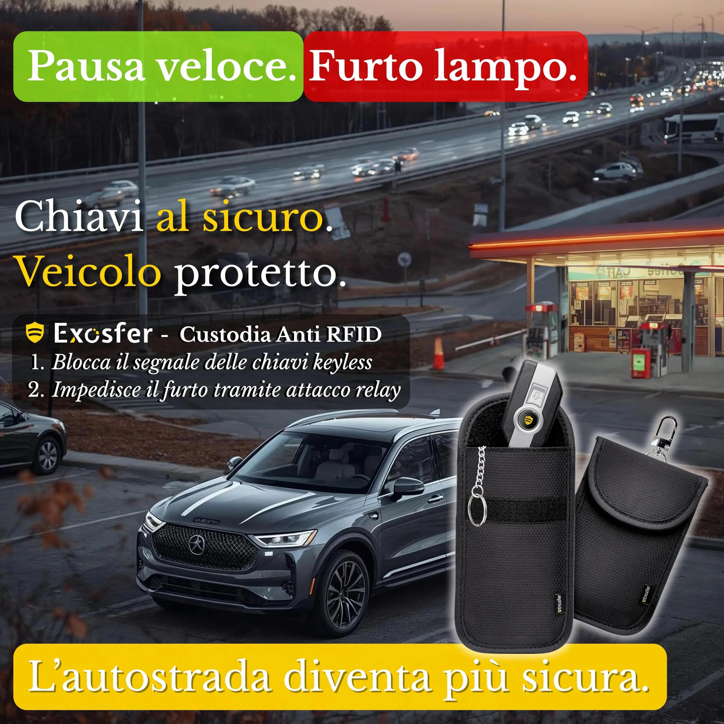 Custodia Schermata Chiave Keyless Ripstop Medium Gabbia Faraday Antifurto Auto Blocco Segnale RFID