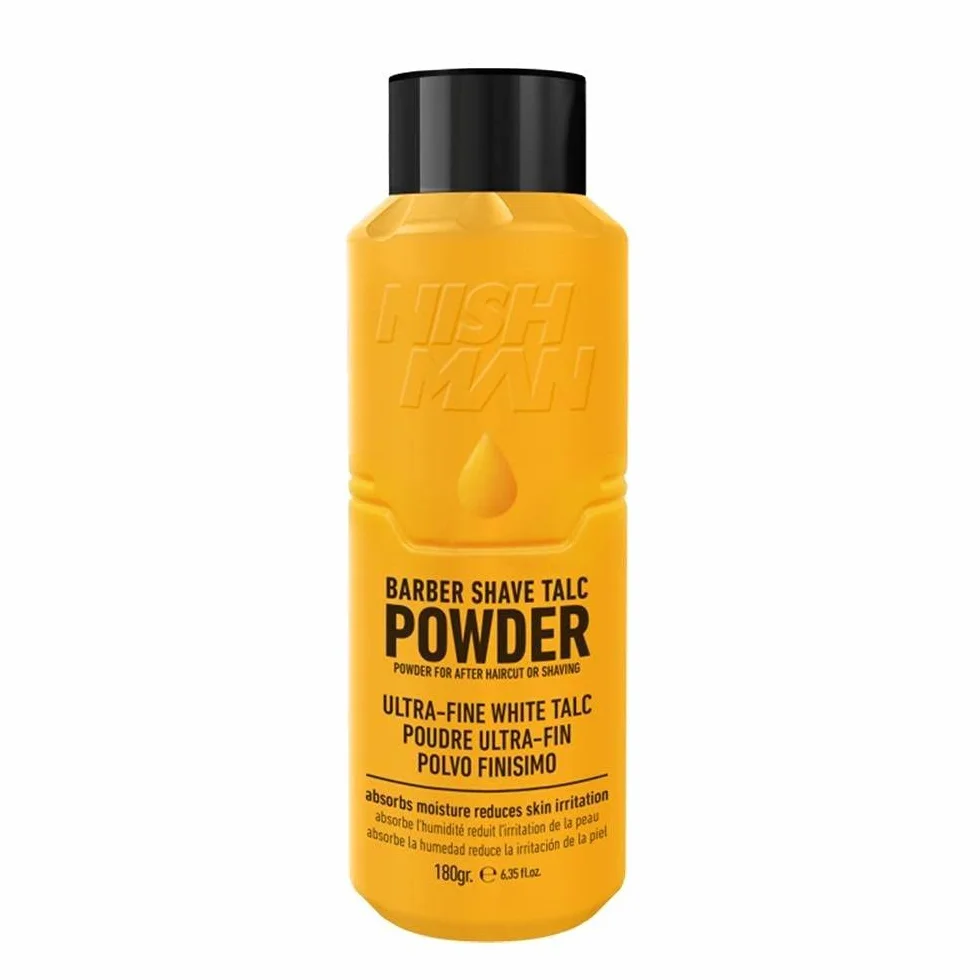 NISHMAN Barber Shave Talk Polvere 180g - Polvere da Barba per Barbieri e Parrucchieri - Esperienza di Rasatura Perfetta, Pre-Barba Confortevole & Risultati Lisci