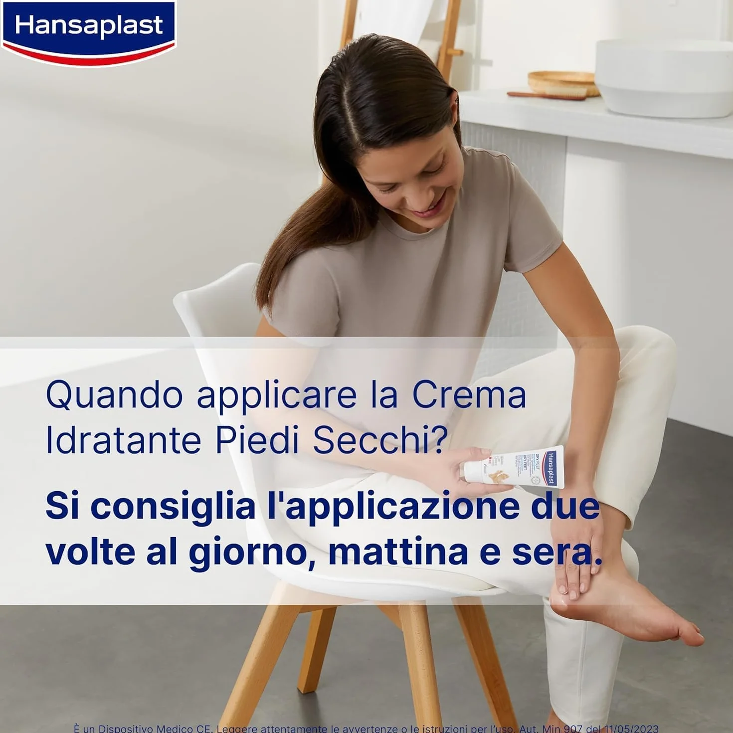 Hansaplast Crema Idratante per Piedi Secchi, Crema piedi secchi screpolati intensiva e nutriente, Formula per piedi ruvidi con 10% di urea, 1 confezione da 100 ml