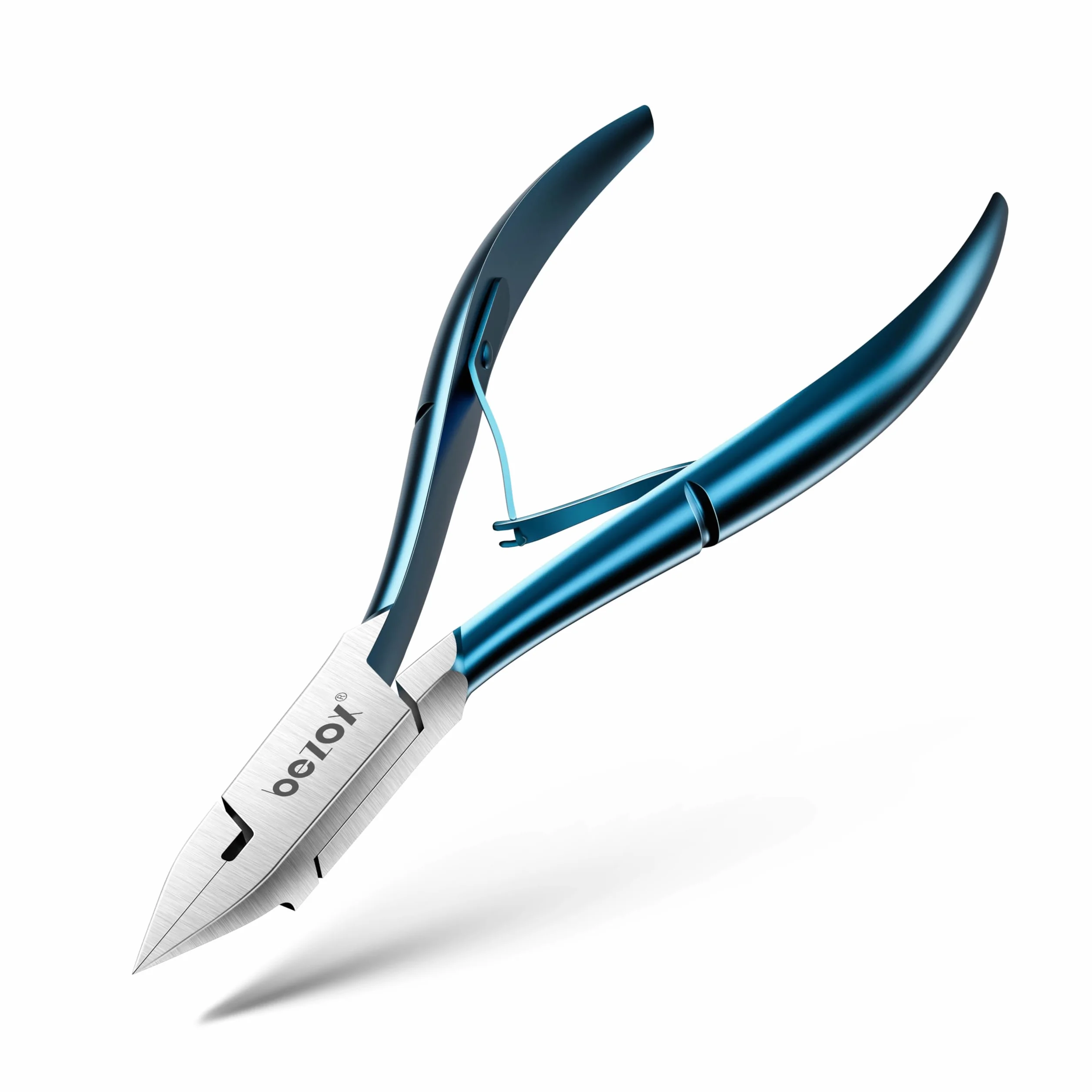BEZOX BEZOX - Tagliaunghie a lama dritta, per anziani, spesse, a punta, per unghie incarnite, forbici di precisione per unghie sane, colore blu