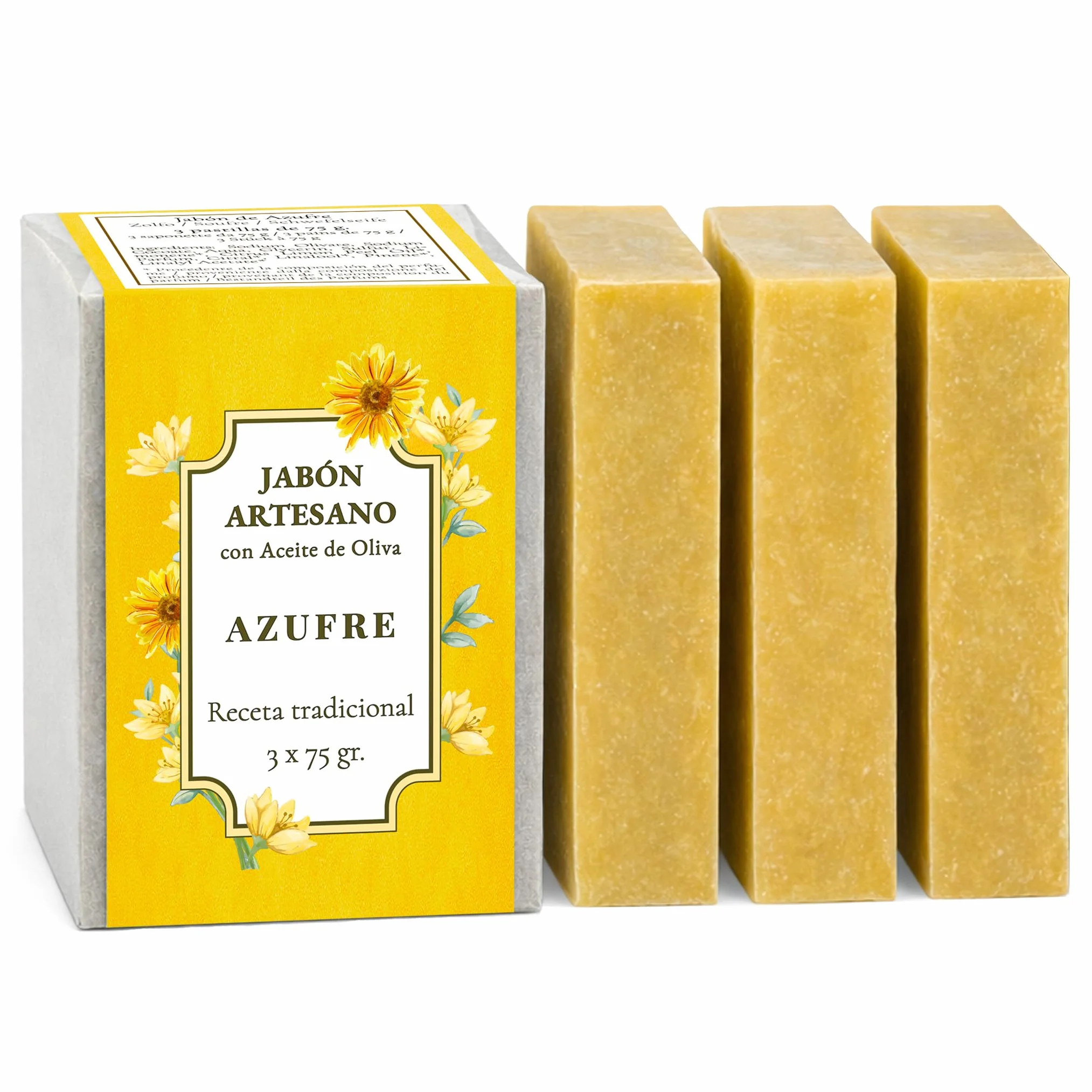 Sapone allo Zolfo per acne viso 3 saponi naturali artigianali con Olio d'Oliva 75 g