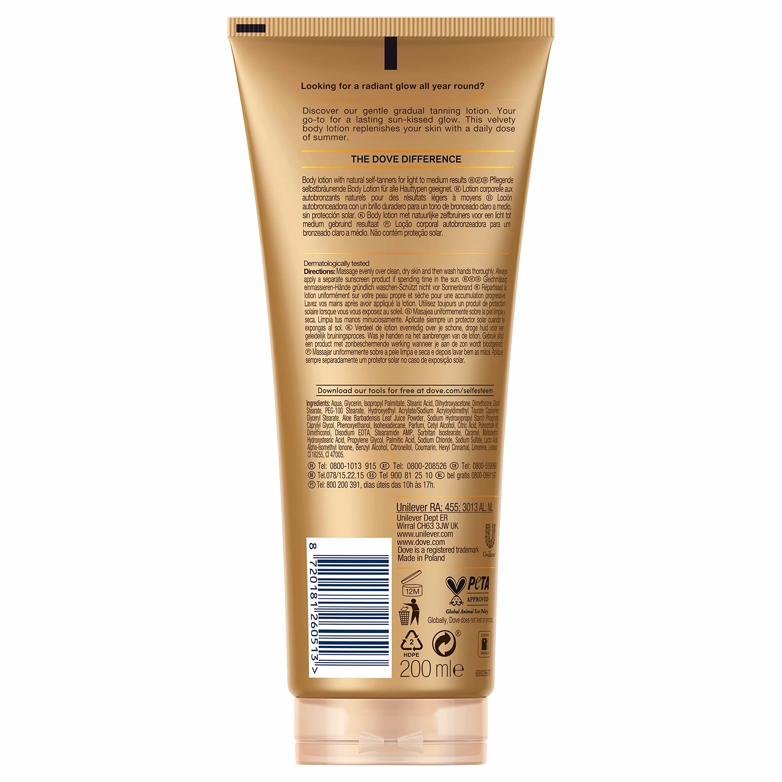 Dove Summer Revived Lozione Autoabbronzante Pelle Chiara a Media 200 ml