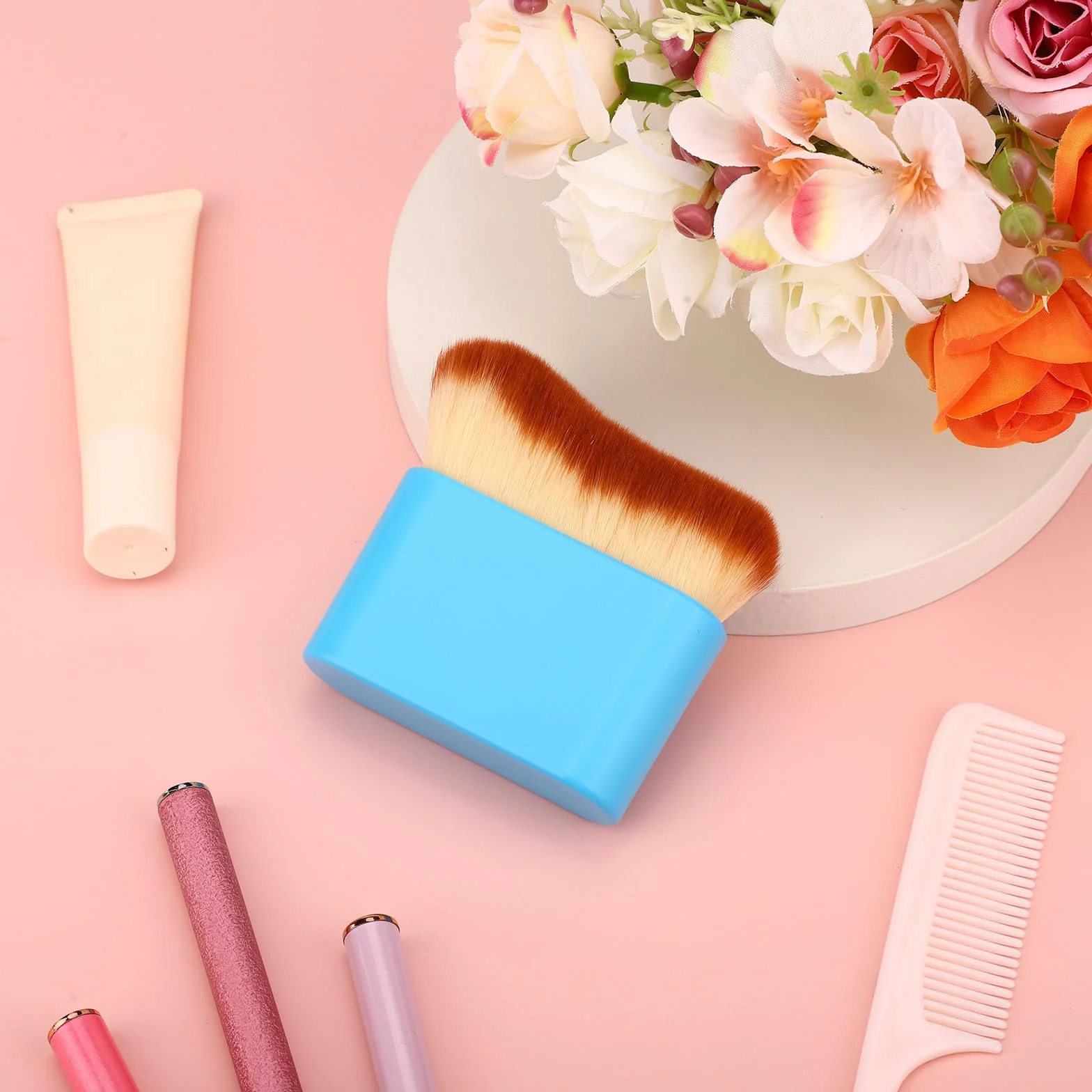 Pennello per Autoabbronzanti, Applicatore Autoabbronzante Fondotinta Pennello per Trucco Corpo Viso Schiena Gambe Blu